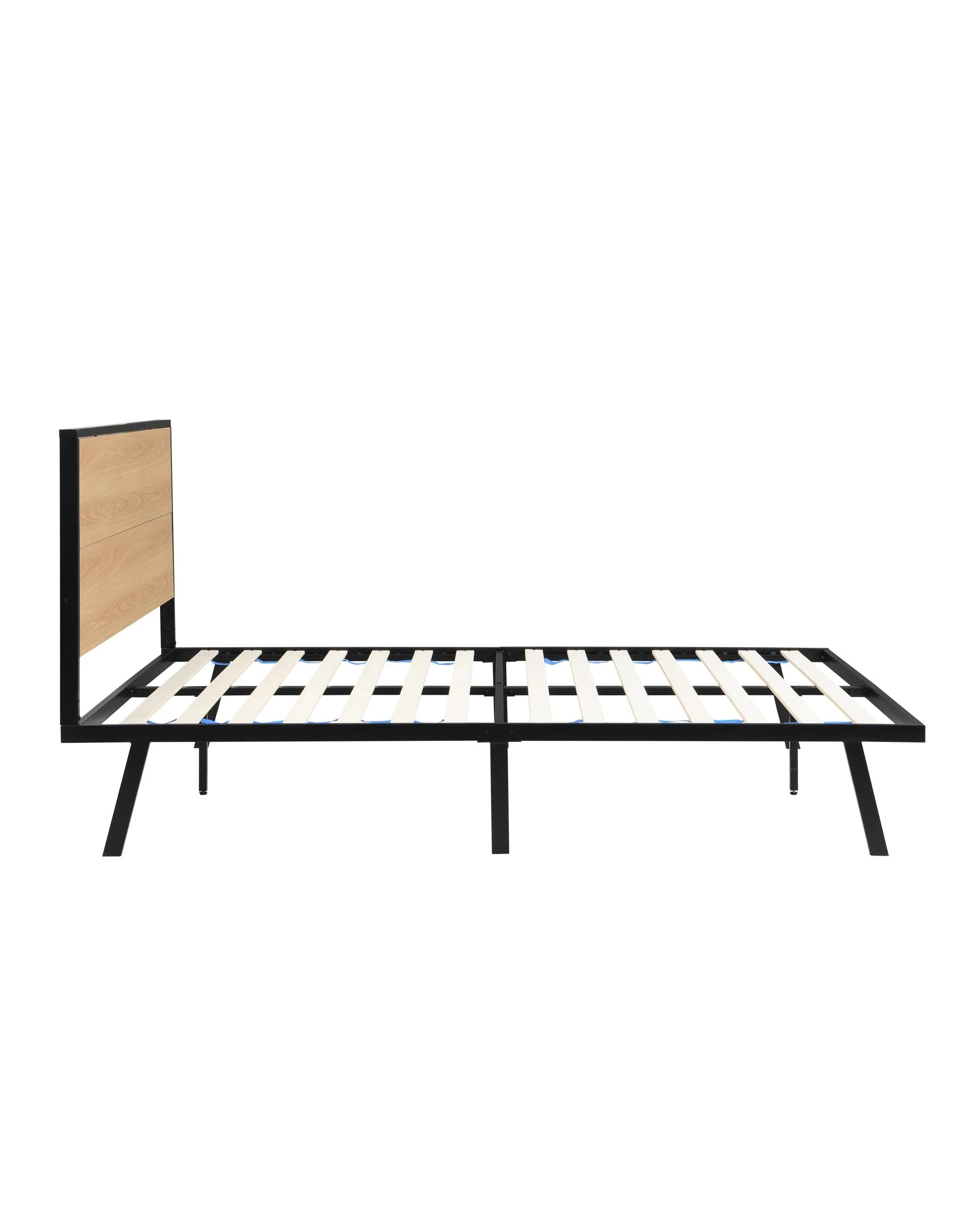 4 Kodu Metal and Wood Look Bed Frame Double Size Black and Oak - Natural, 4 of 10