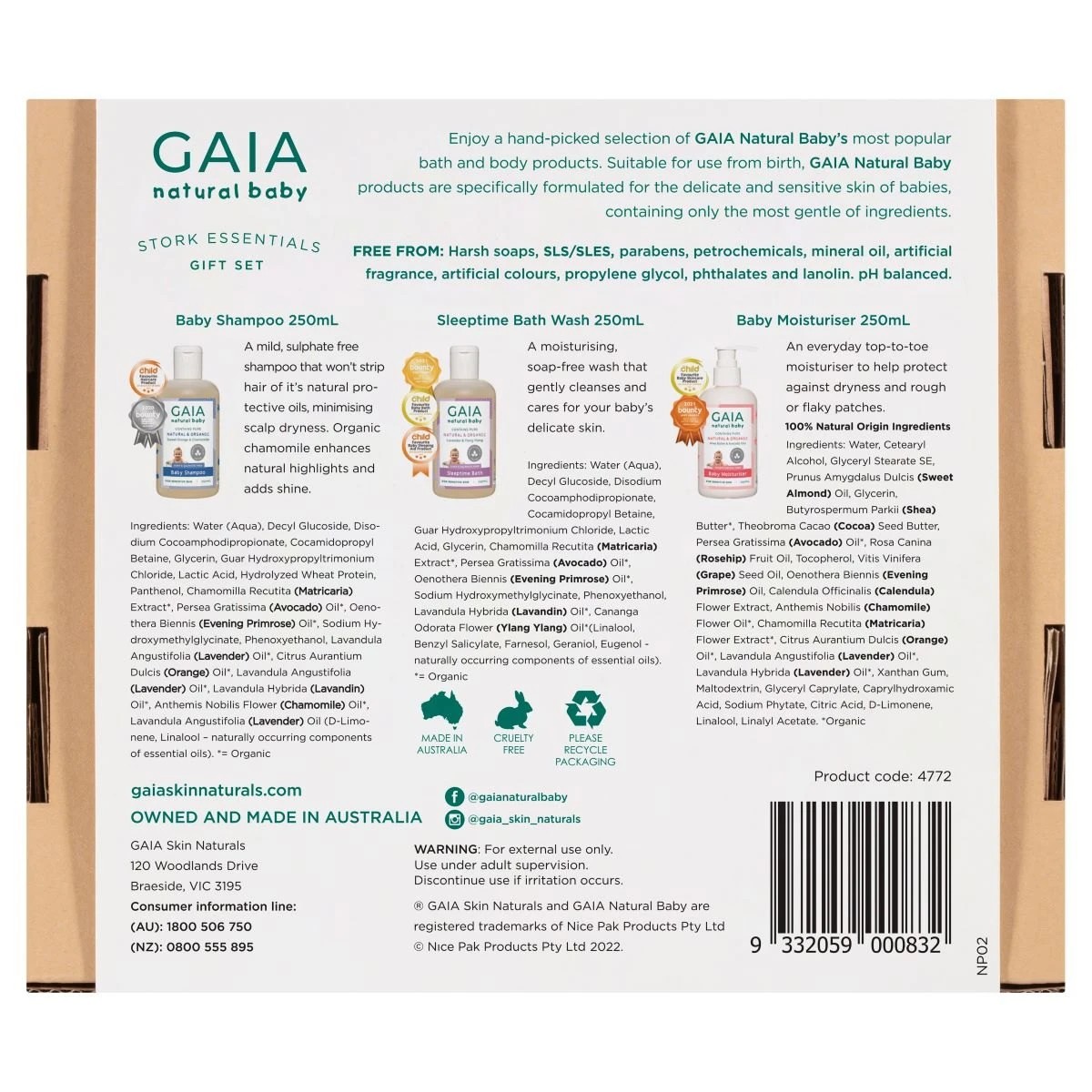 6 GAIA Natural Baby Stork Essentials Gift Set, 6 of 6