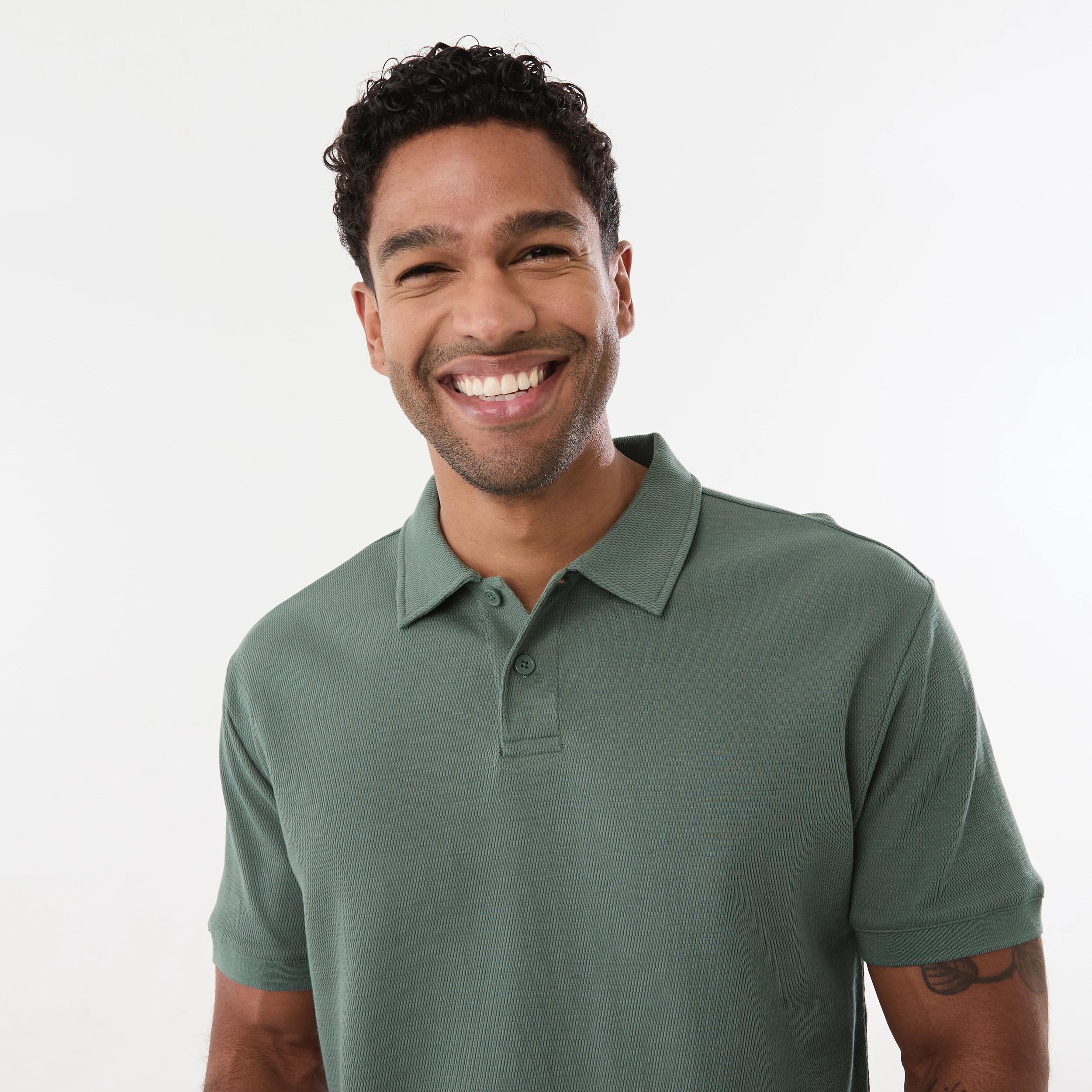 4 Textured Polo Shirt AGAVE, 4 of 5