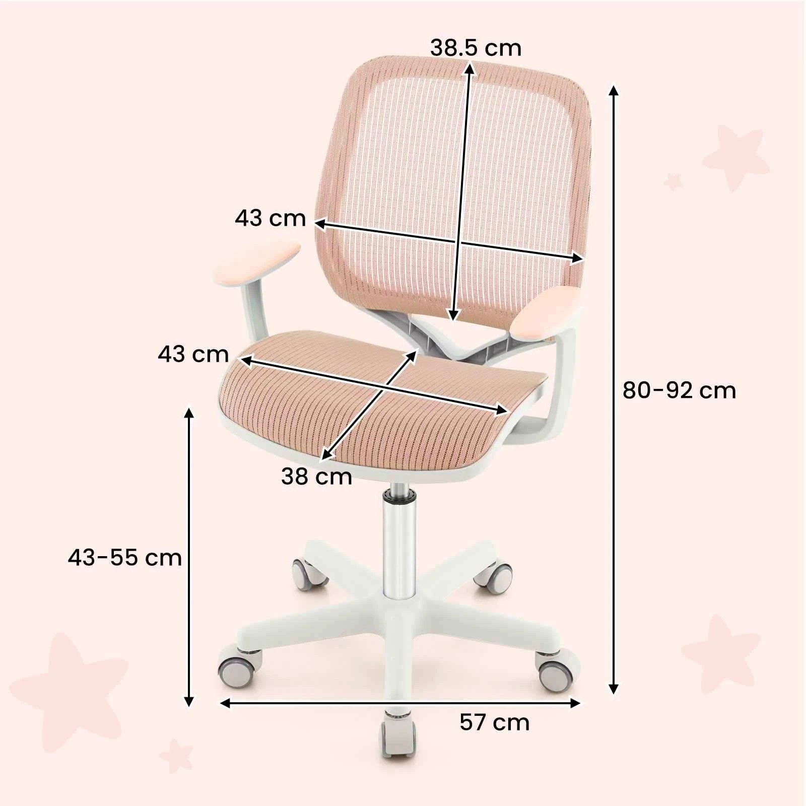 2 Costway Desk Chair Swivel Mesh Computer Chair Study Chair w/Adjustable Height - Pink, 2 of 3