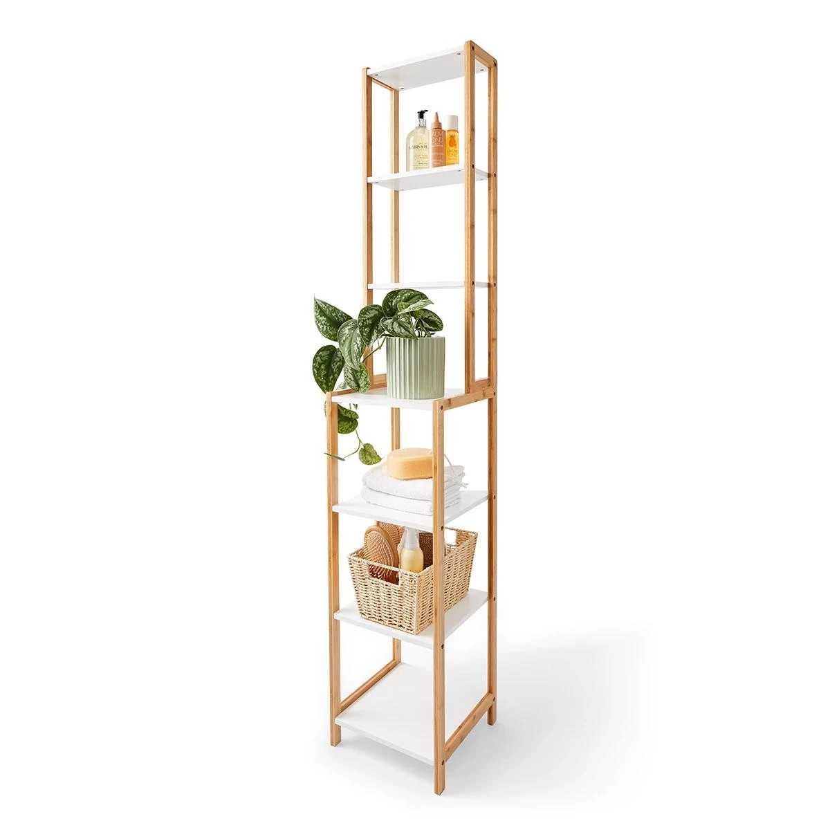 1 Bamboo and White 7 Tier Shelf, 1 of 10