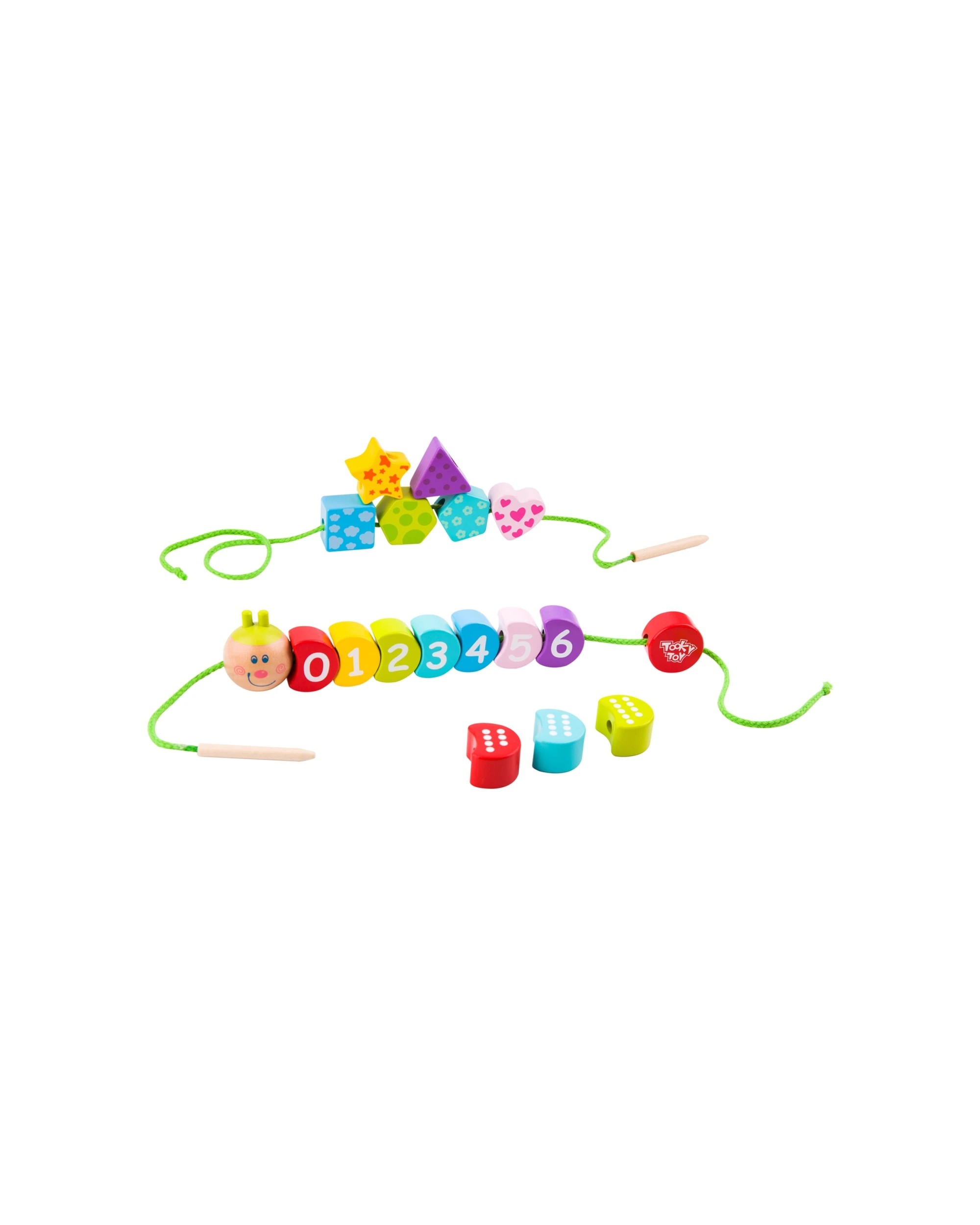 1 Tooky Toy Lacing Blocks Caterpillar Educational Kids Childrens Learning Toy - Multi, 1 of 2