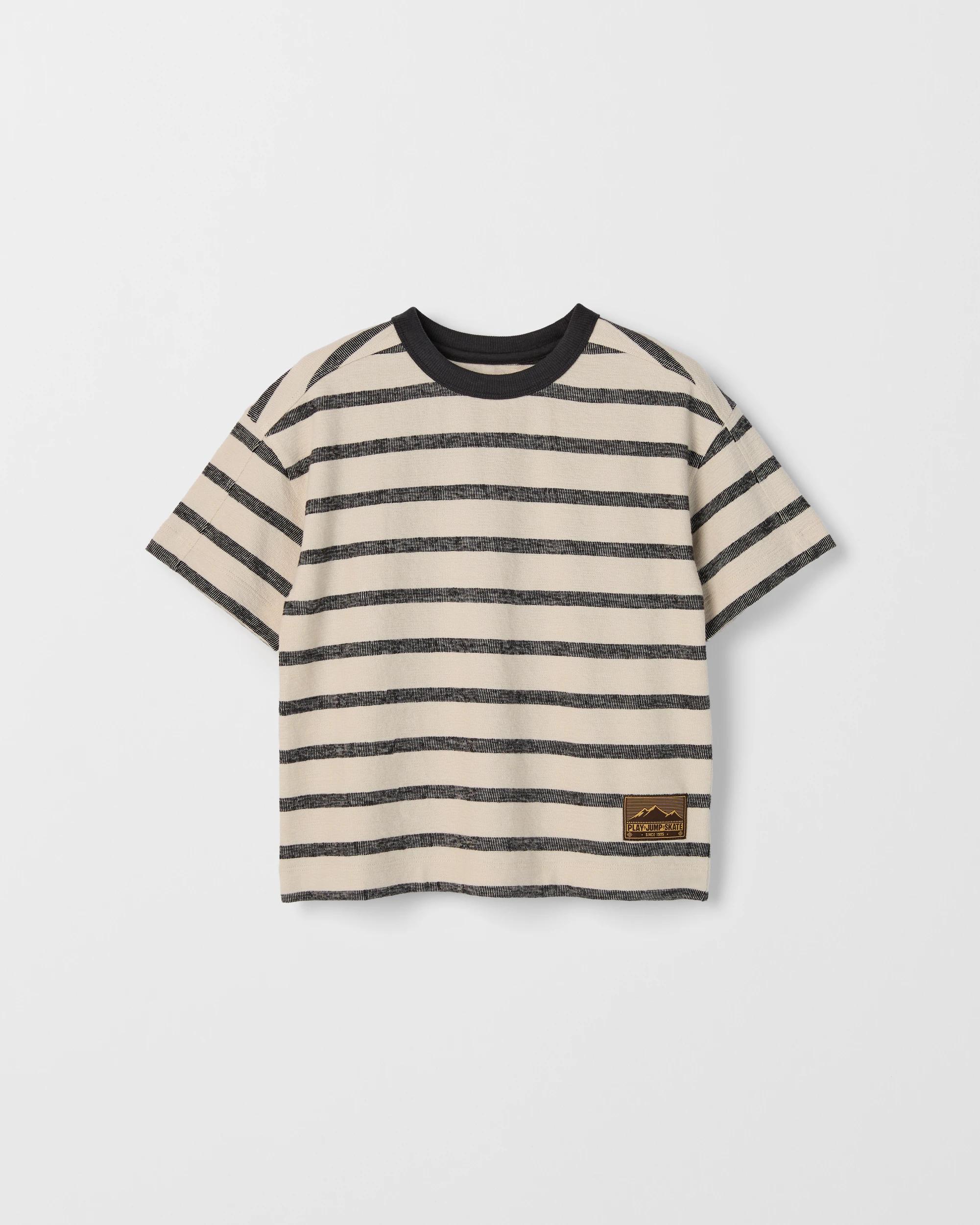 1 Target Kids Crepe Knit Stripe Oversized T-Shirt CHARCOAL, 1 of 2