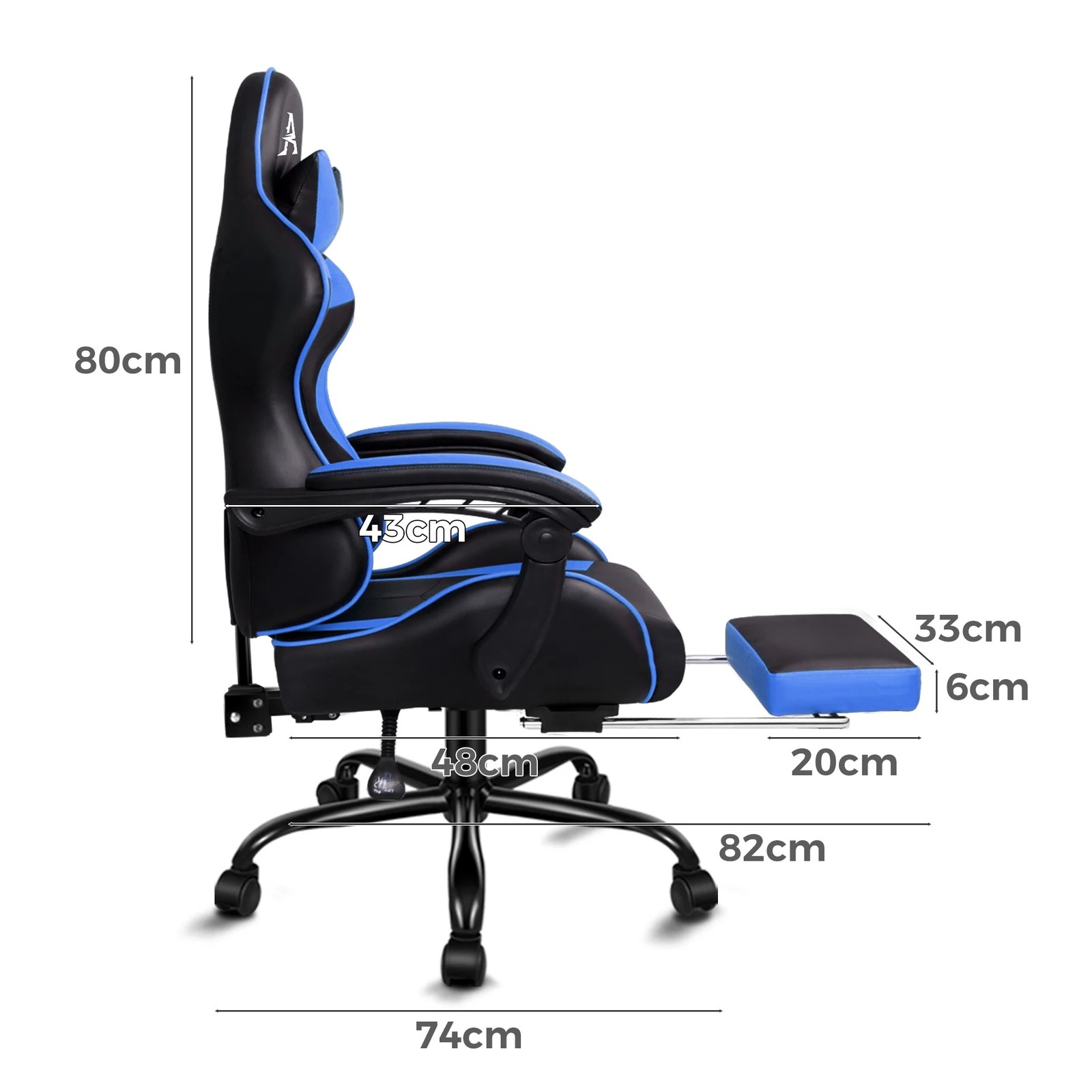 4 Alfordson Gaming Chair Office Massage Computer Racing Seat PU Leather - Blue, 4 of 10