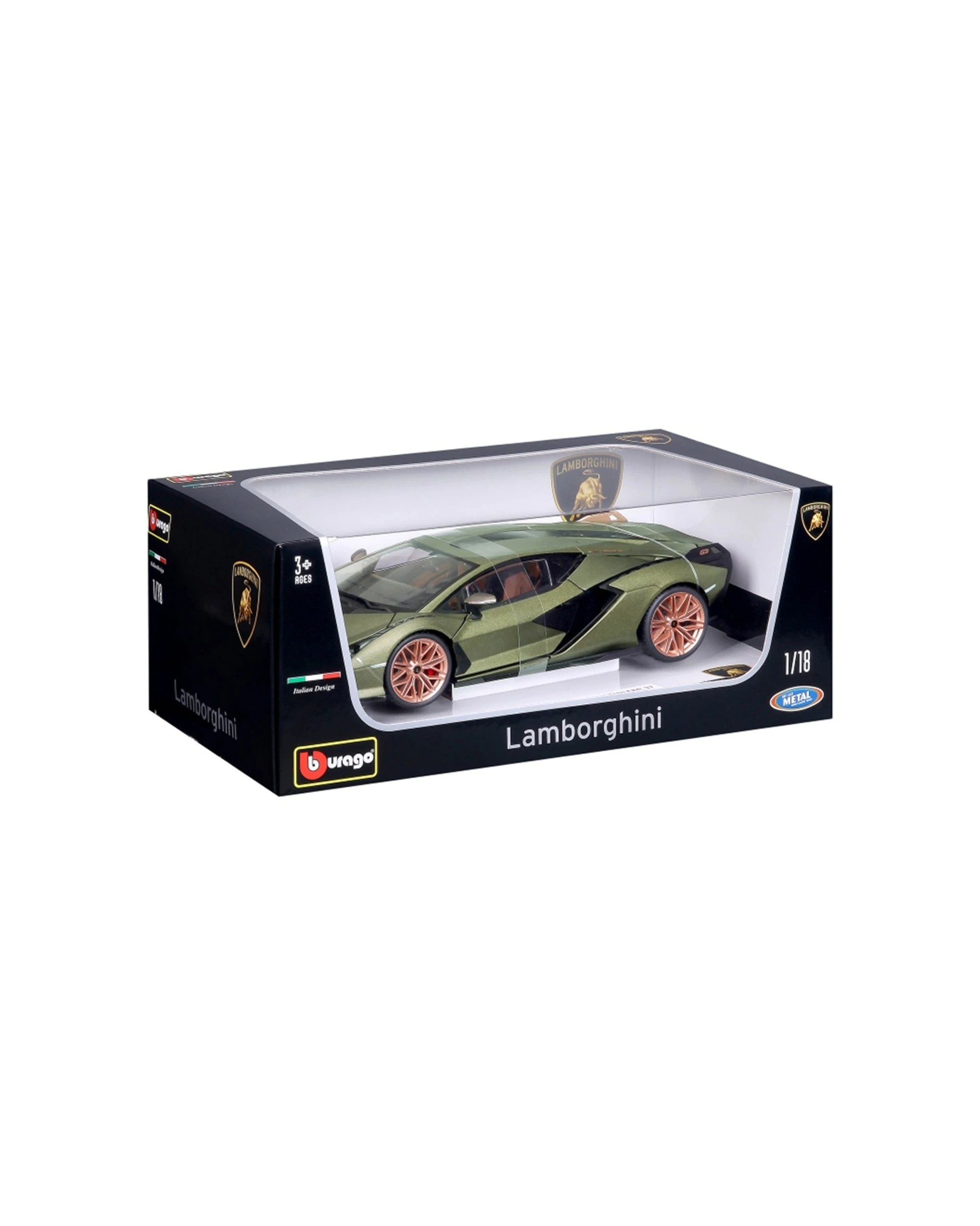 8 Bburago 2019 Lamborghini Sian FKP 37 Model Car Toy - Green, 8 of 8