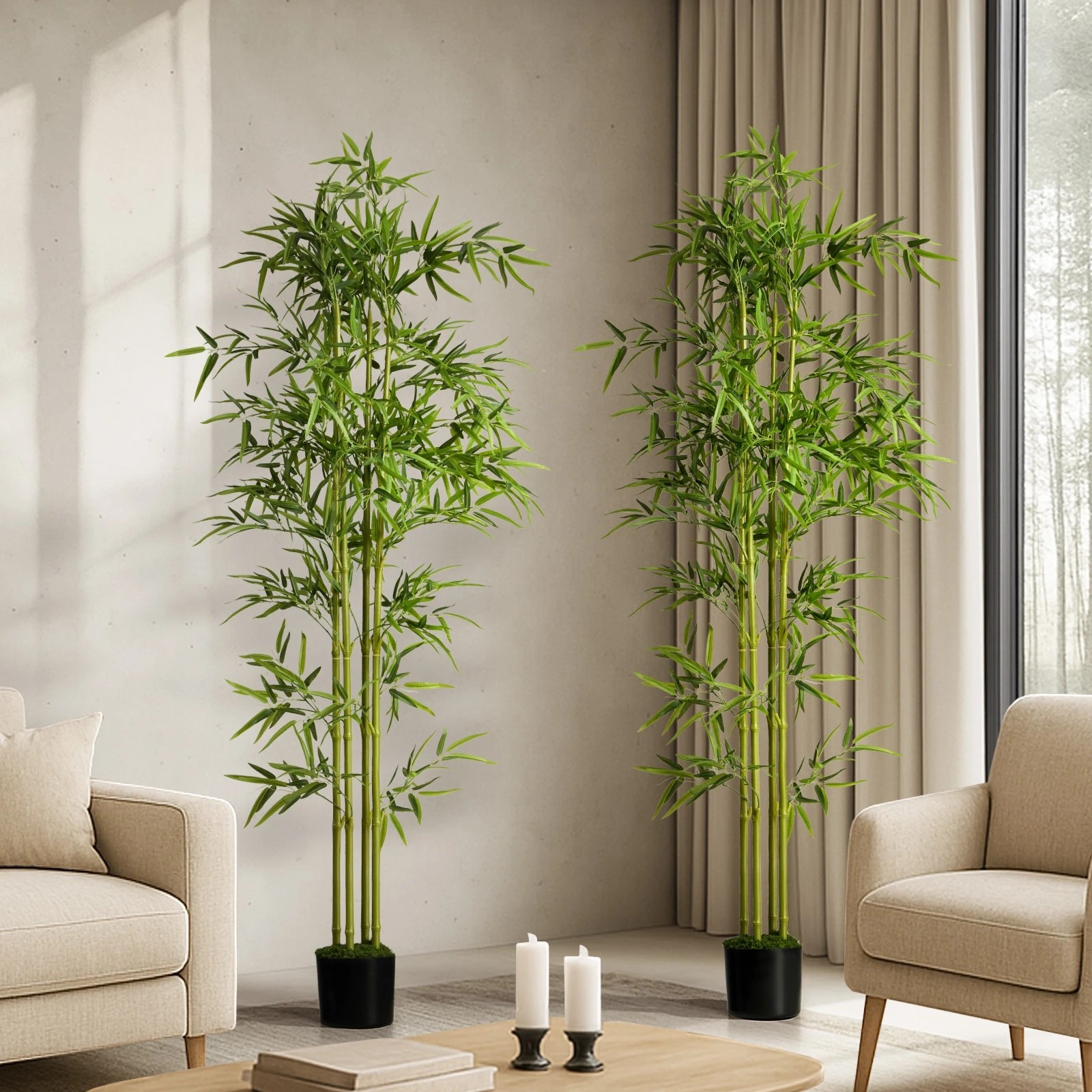 3 Livsip 2 Pack Artificial Bamboo Tree 150cm Potted Faux Plant Outdoor Home Decor, 3 of 8