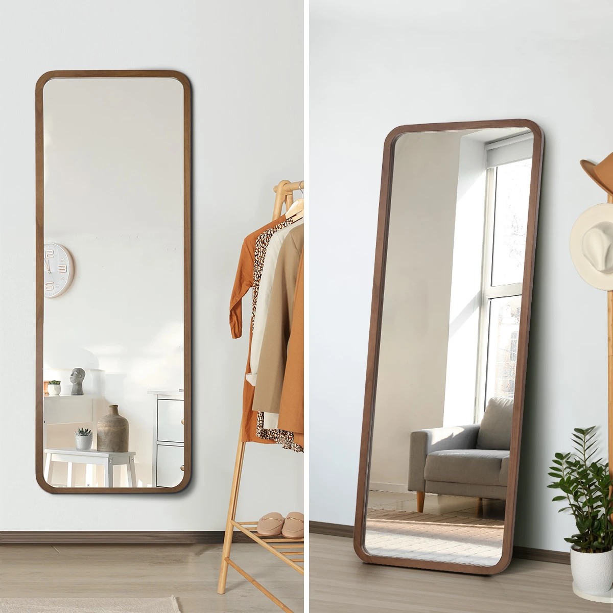 5 Oikiture Full Length Mirror 166x60cm Rectangle Dressing Floor Mirrors - Brown, 5 of 9