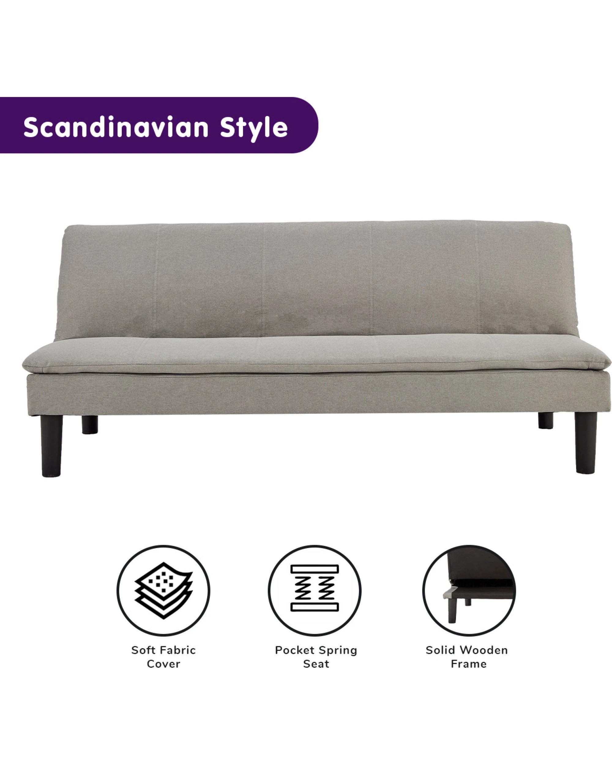 2 Sarantino 3 Seater Modular Faux Linen Fabric Sofa Bed Couch - Grey, 2 of 8