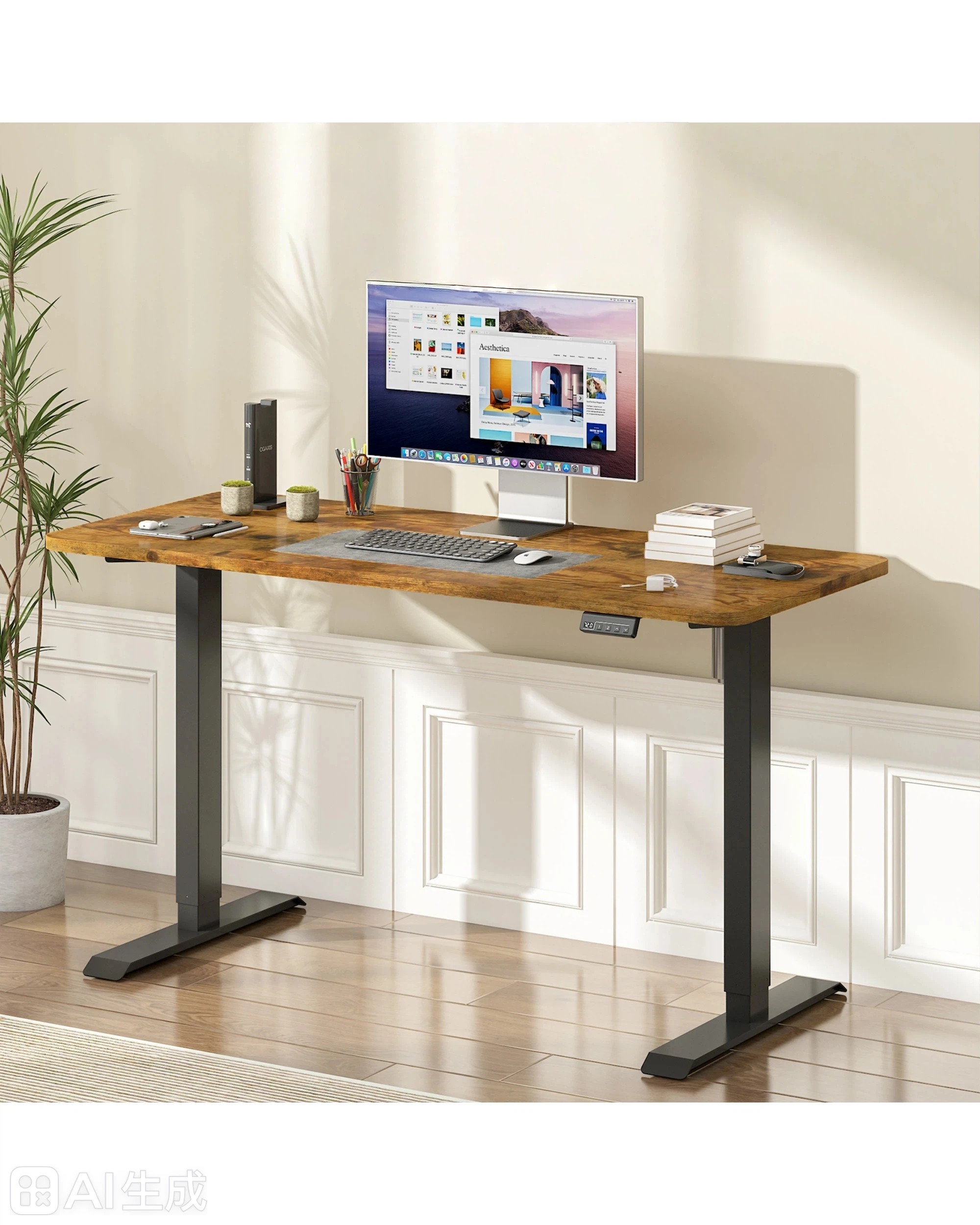 6 Advwin Standing Desk Electric Height Adjustable 120x60cm
 - Brown, 6 of 6