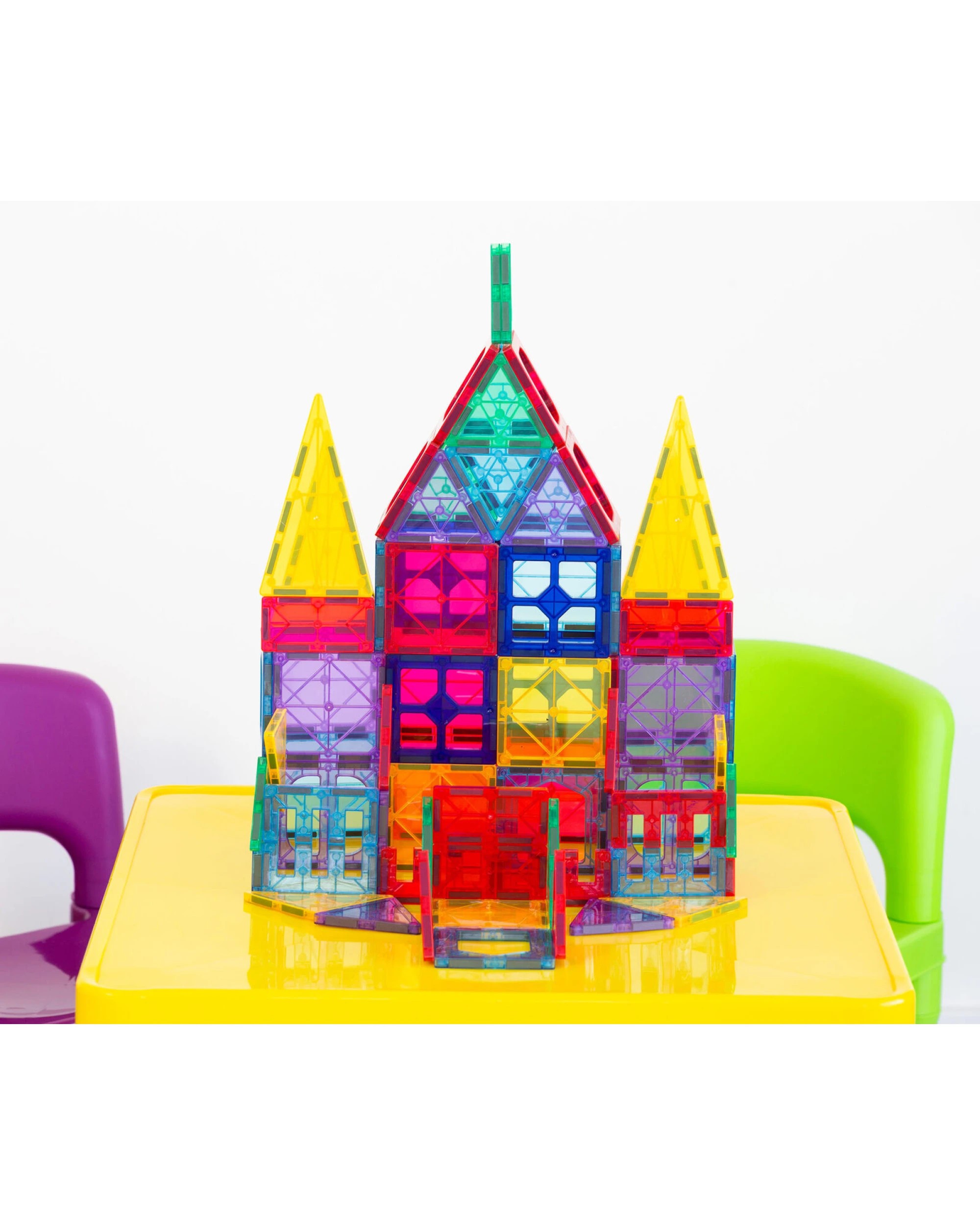 2 Gem Toys 78 Pcs non-toxic STEM Educational, Durable Magnetic Tiles/Puzzle with Storage Bag, 2 of 7