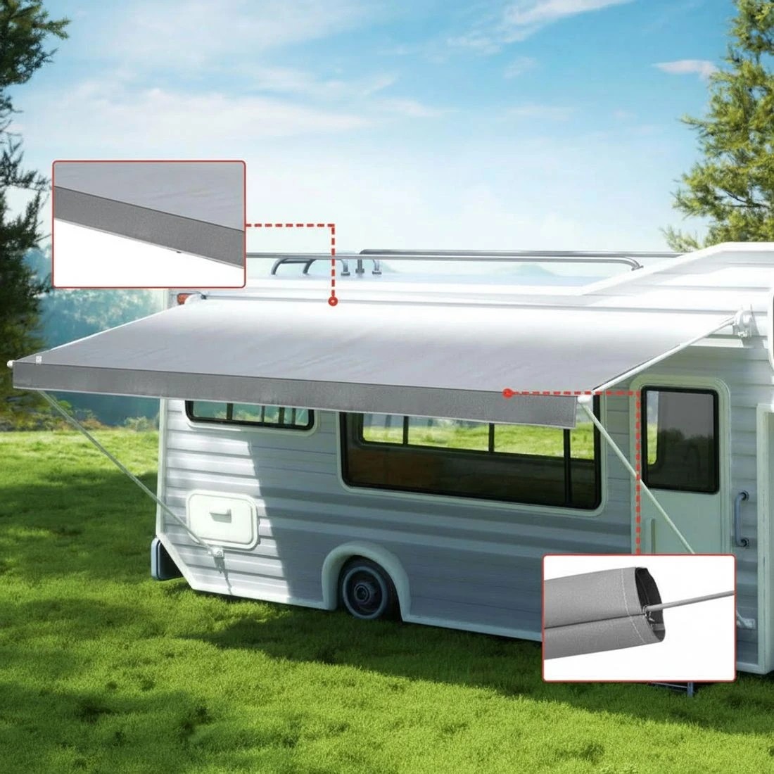 4 Weisshorn 18ft Caravan Awning RV Replacement Fabric 5.20M x 2.42M - Grey, 4 of 5