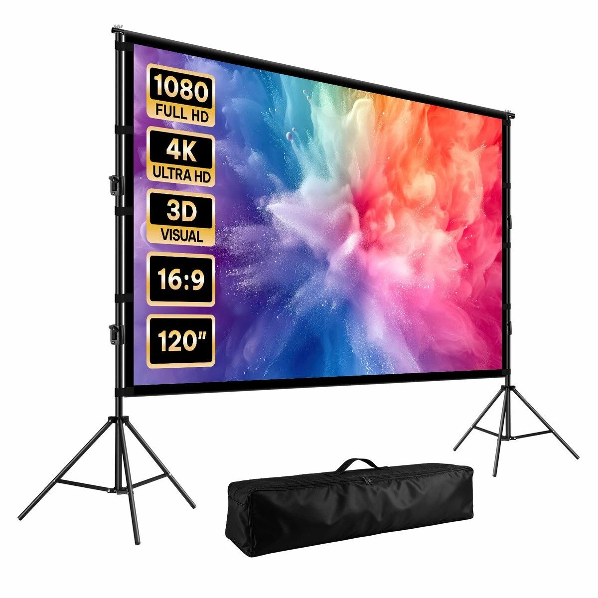3 AUSWAY 4K Projector Screen 120 Inch 16:9 Ultra HD Movie Foldable, 3 of 4
