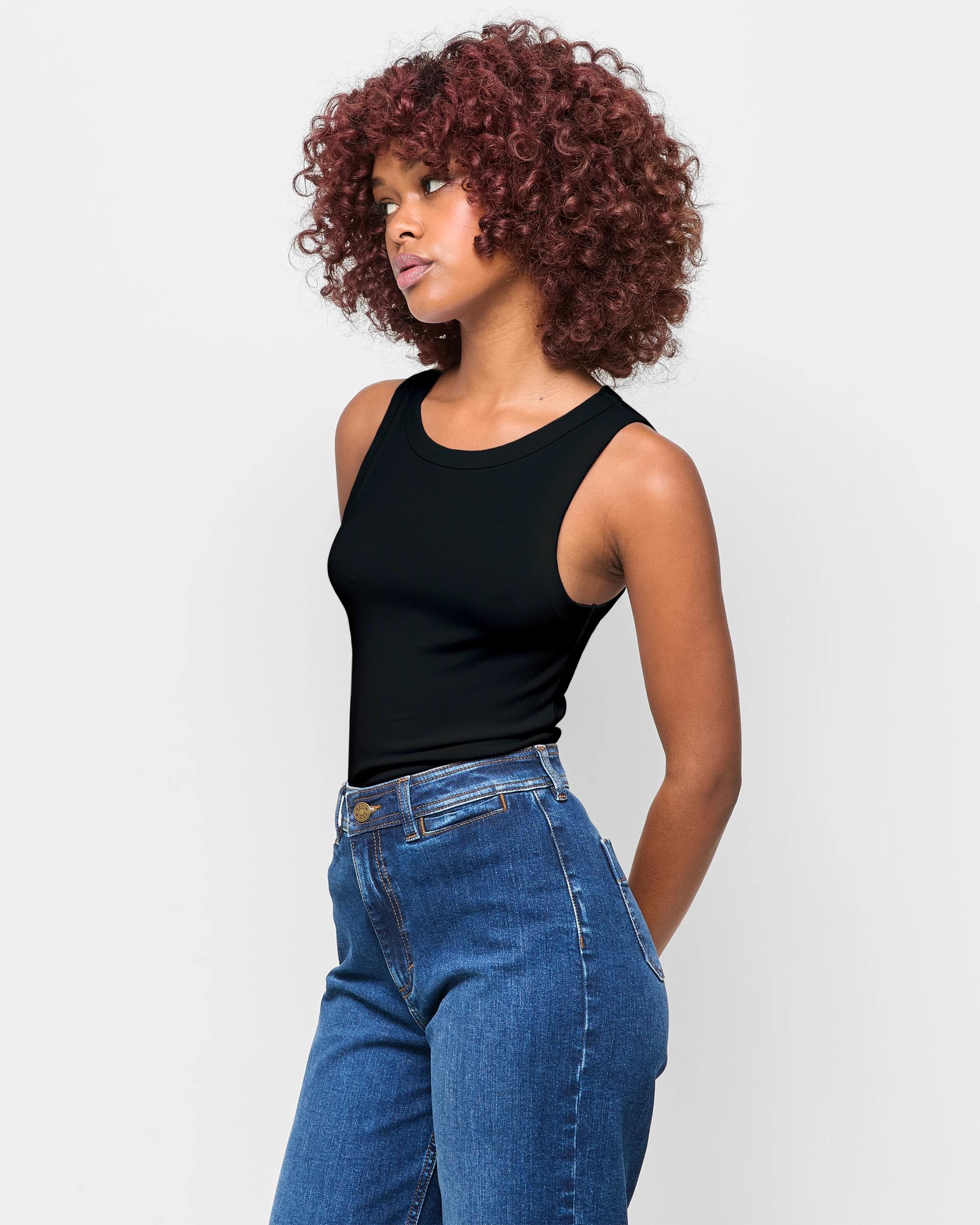 3 Target Petites Sleeveless Racer Rib Tank Top BLACK, 3 of 5