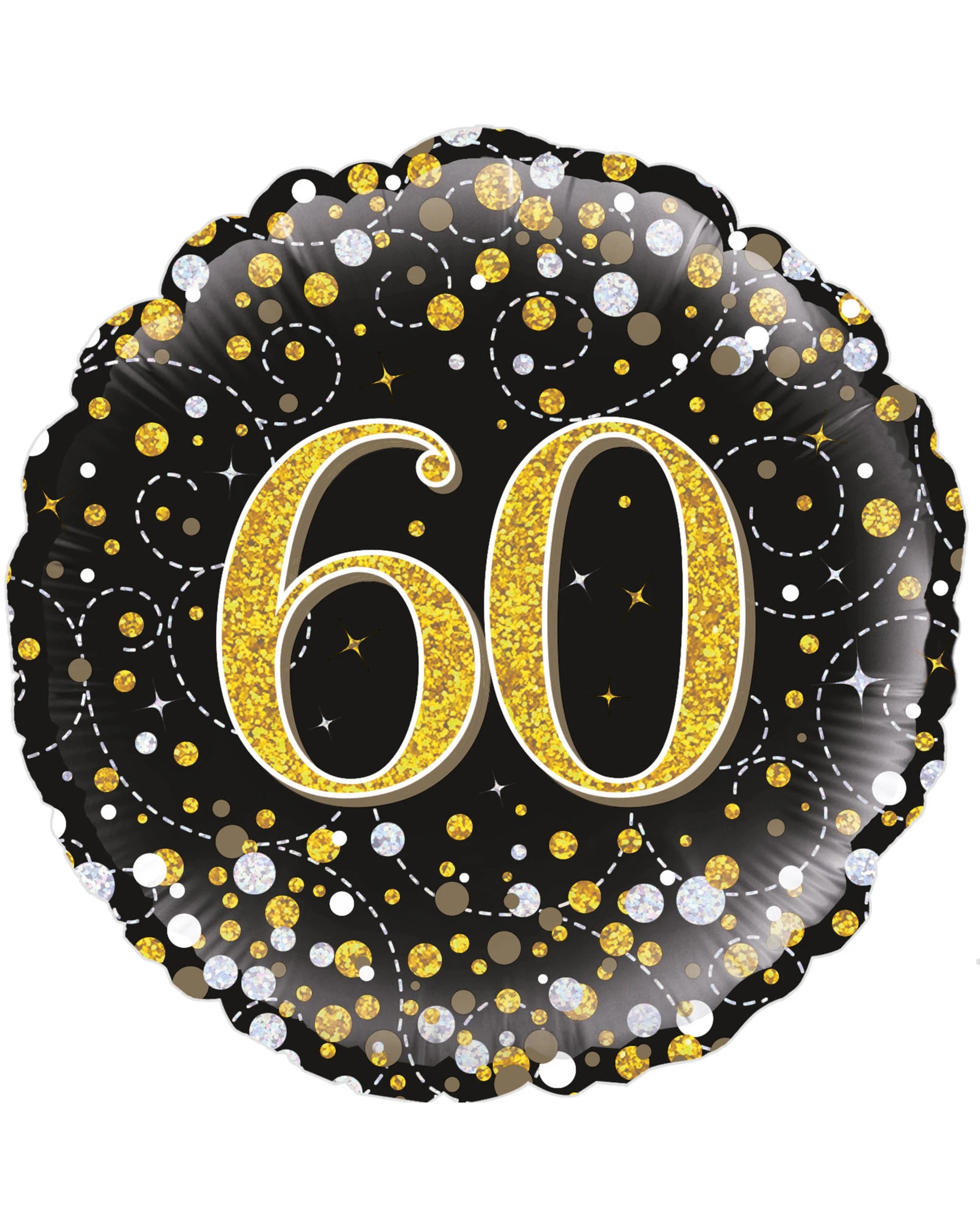 1 Alpen Sparkling Fizz Black & Gold 60th Holographic Helium Foil Balloon - Gold, 1 of 1