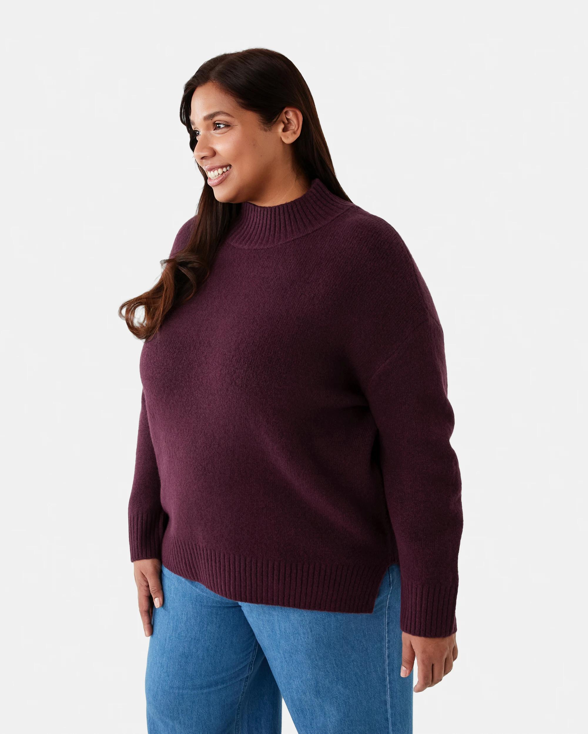 2 Curve Funnel Neck Jumper Prt Royal, 2 of 7