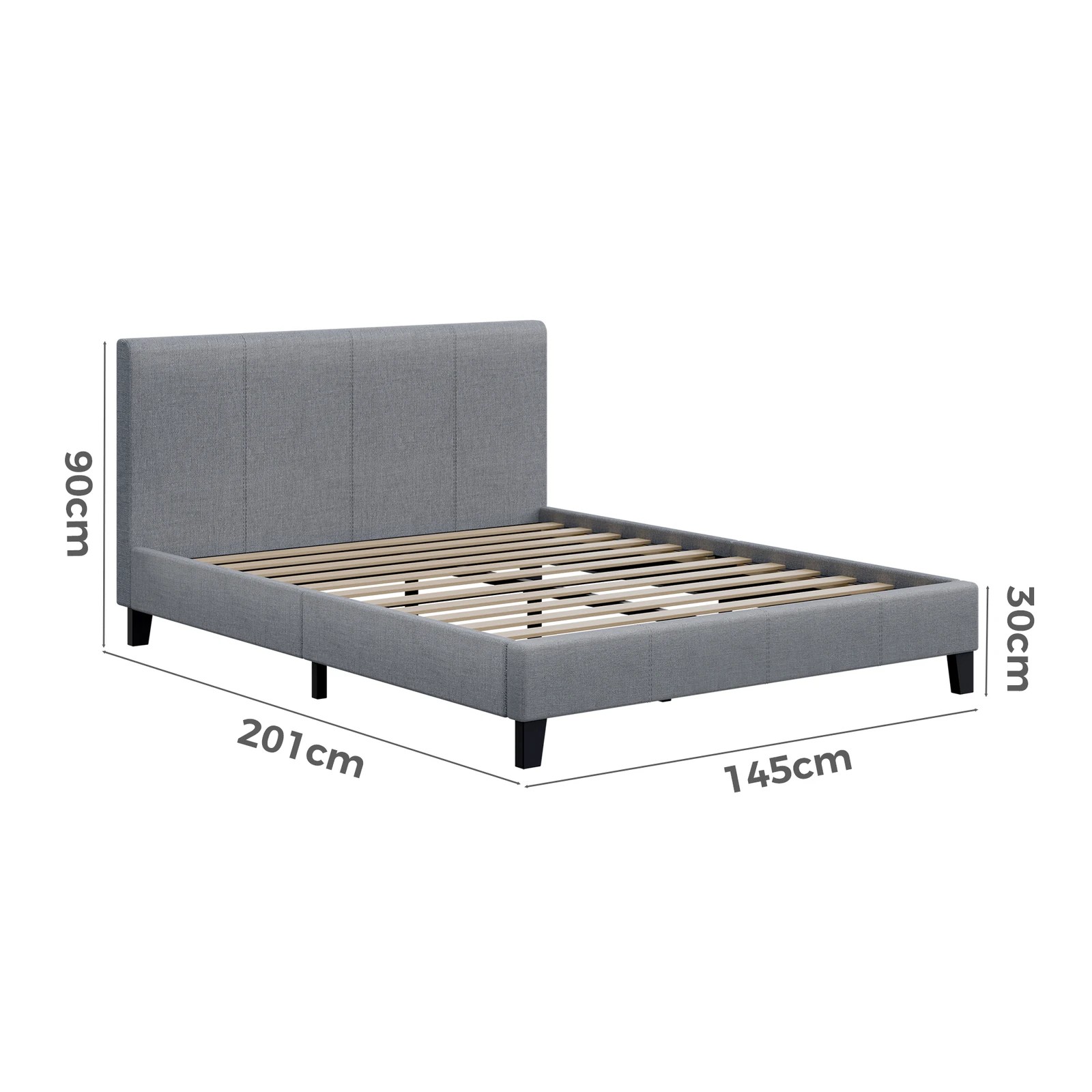 10 Alfordson Bed Frame Double Size Mattress Base Wooden Platform Fabric - Grey, 10 of 10