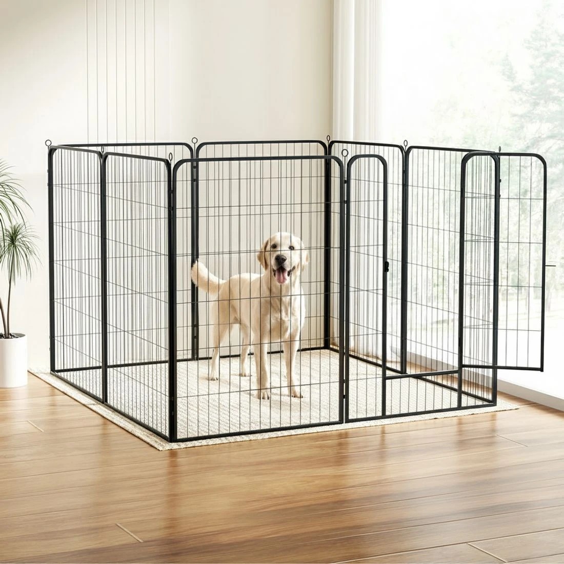 4 i.Pet Pet Dog Playpen 48" Enclosure 8 Panel Cage Kennel Puppy Fence Play Pen - Black, 4 of 5