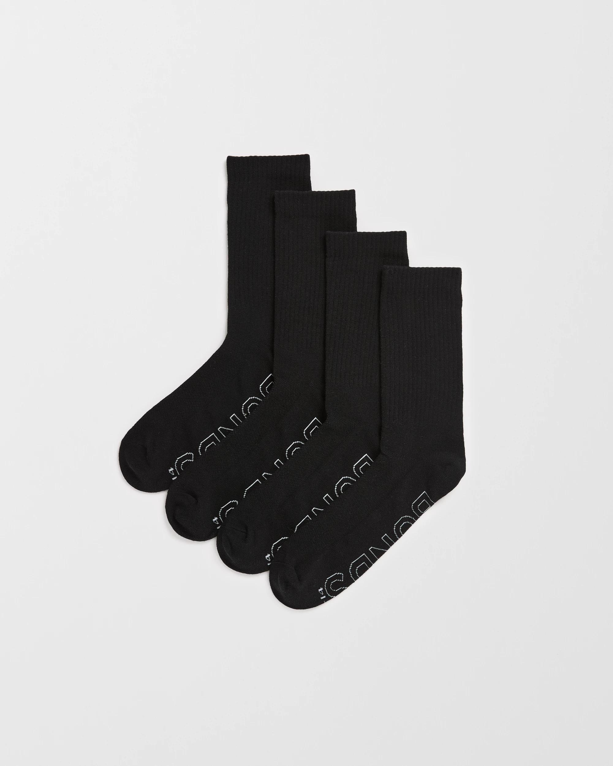 1 Mens Logo Lightweight Crew Socks 4 Pack - Bonds BLACK, 1 of 2