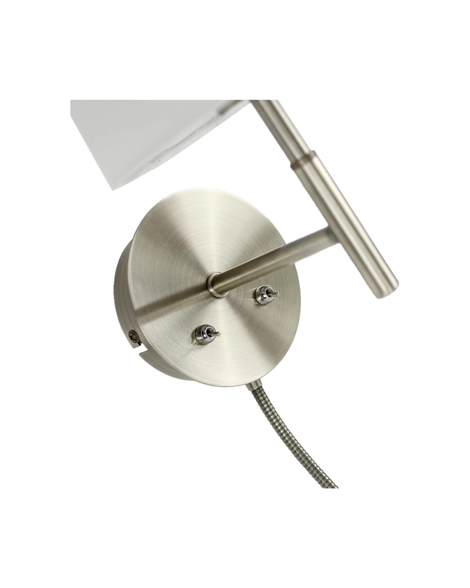 Lexi Lighting Riley Wall Light Satin Chrome Fabric Shade E27 LED ...