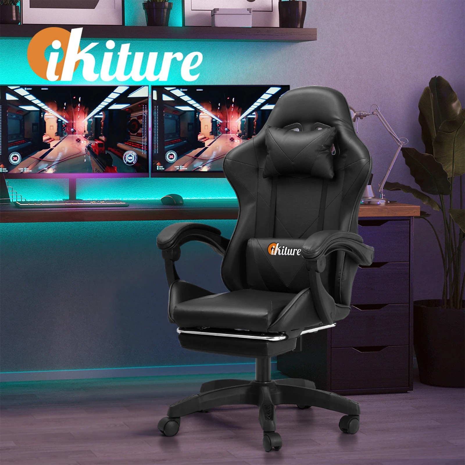 8 Oikiture Massage Gaming Office Chair Recliner
 - Black, 8 of 10