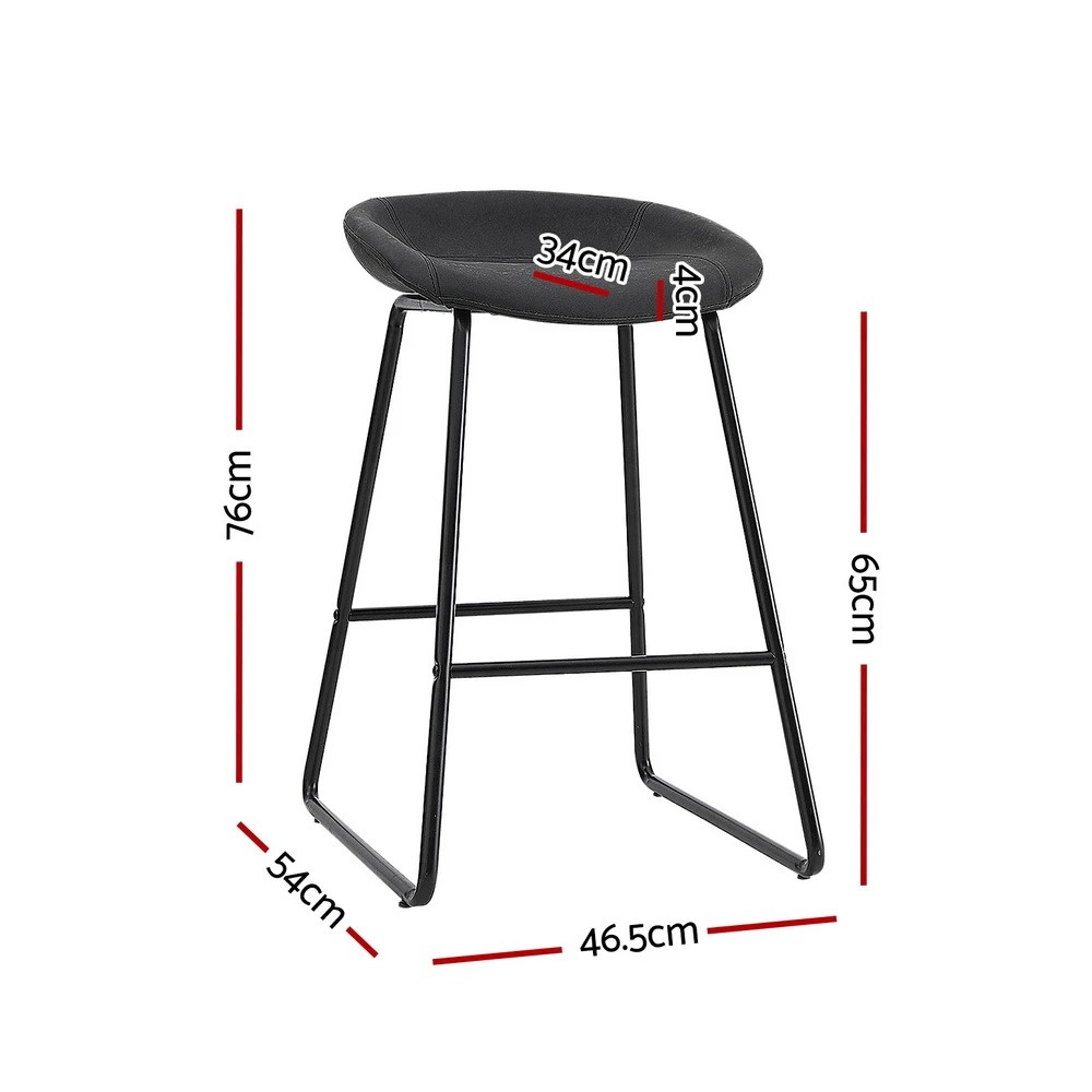 2 Artiss 2x Bar Stools Kitchen Dining Chairs Counter Stool PU Leather Metal - Black, 2 of 6
