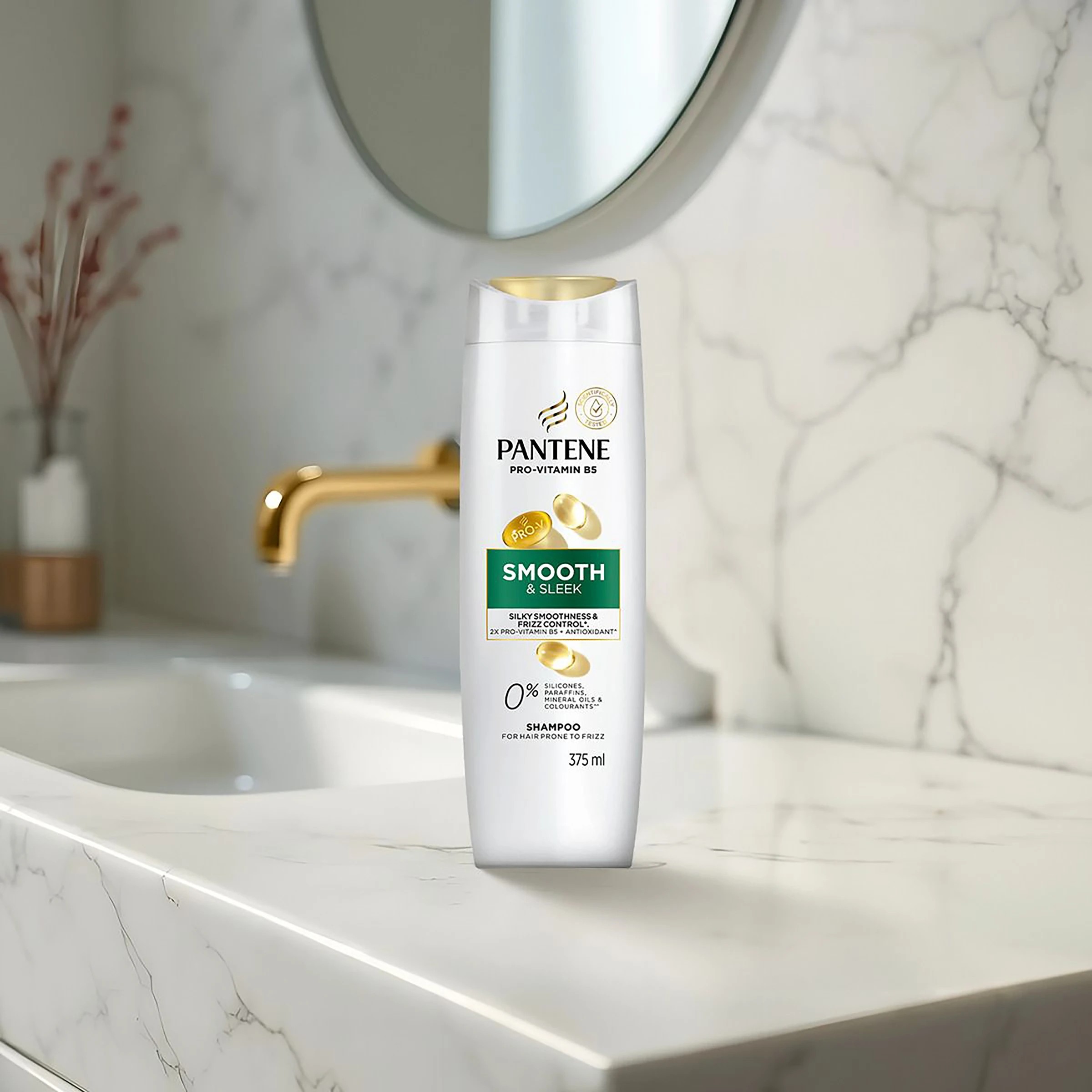 3 Pantene Pro-V Smooth and Sleek Shampoo 375ml - Provitamin B5, 3 of 10