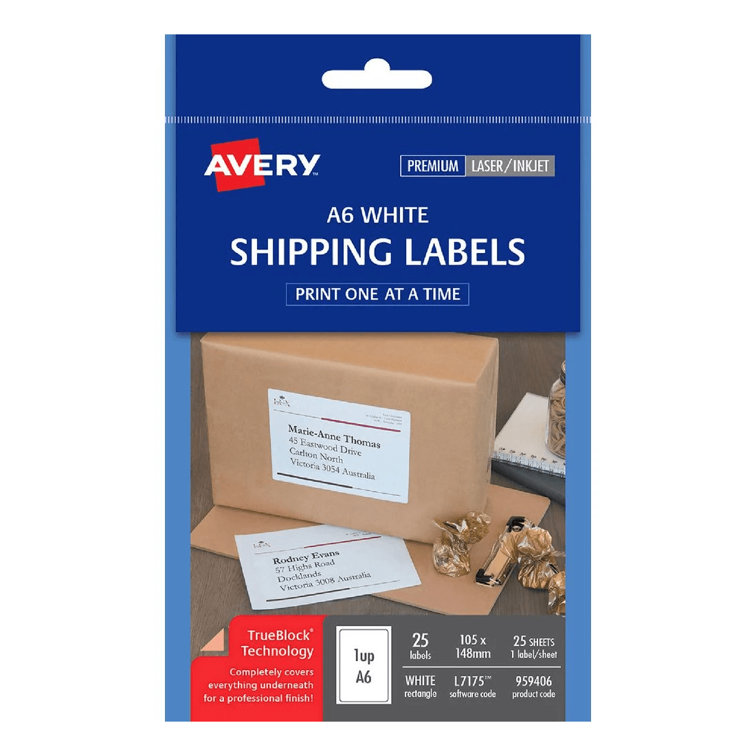 1 Avery 1UP Inkjet Laser A6 Shipping Labels 25 Sheets, 1 of 7
