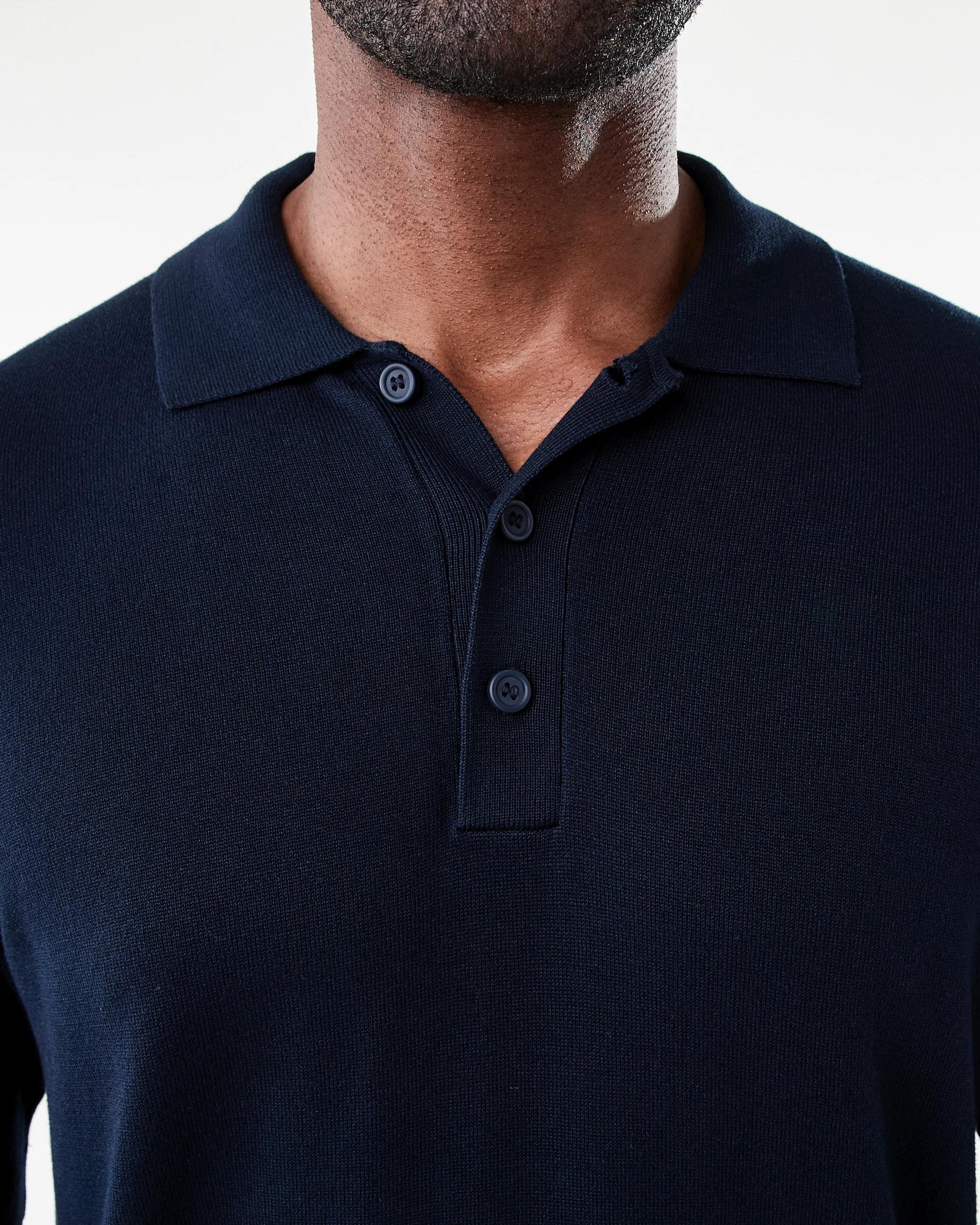 5 Button Up Knit Polo T-shirt Sky Cptn, 5 of 5