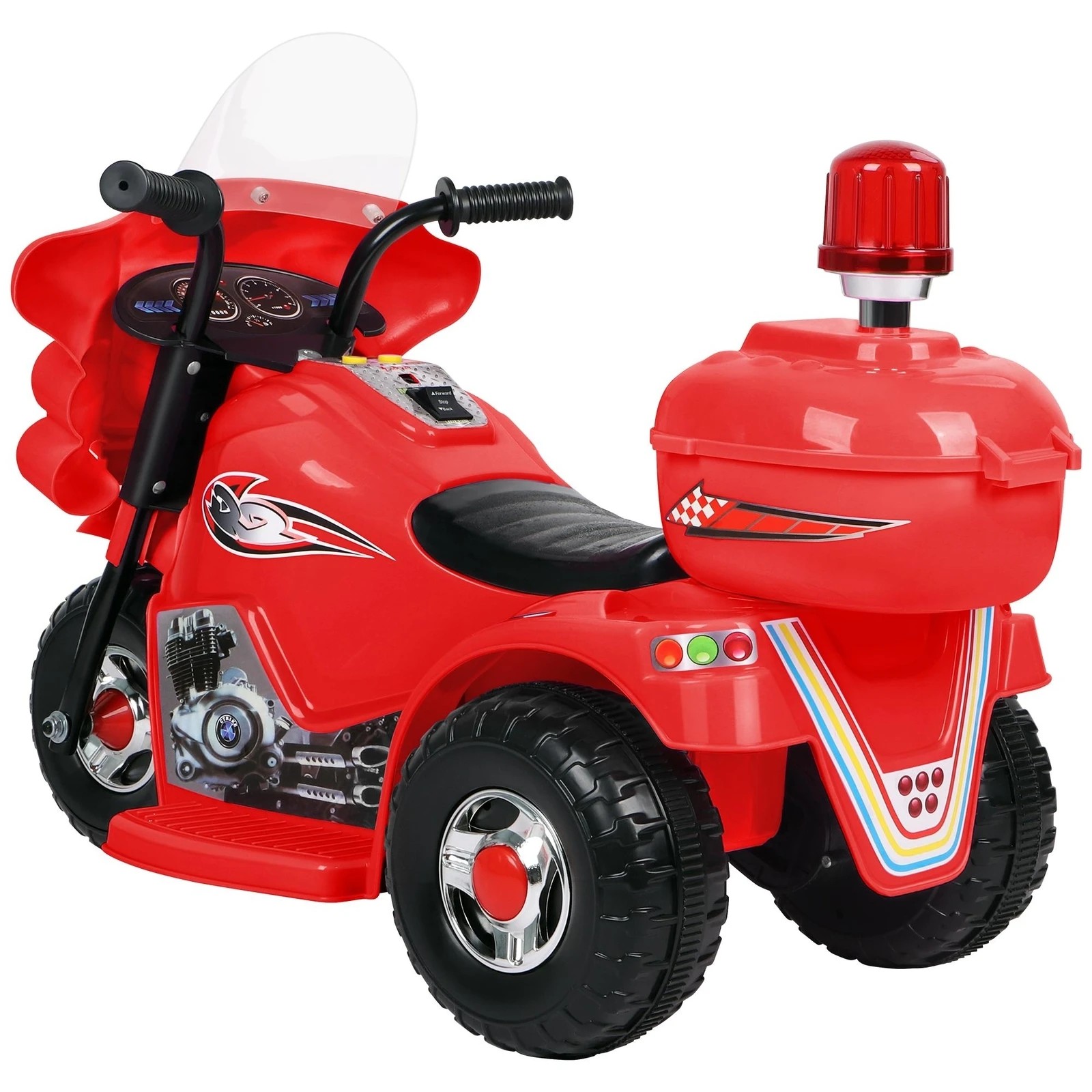7 Alfordson Kids Ride On Car Police Motorcycle 6V Electric Toy 25W Motor MP3 - Red, 7 of 9