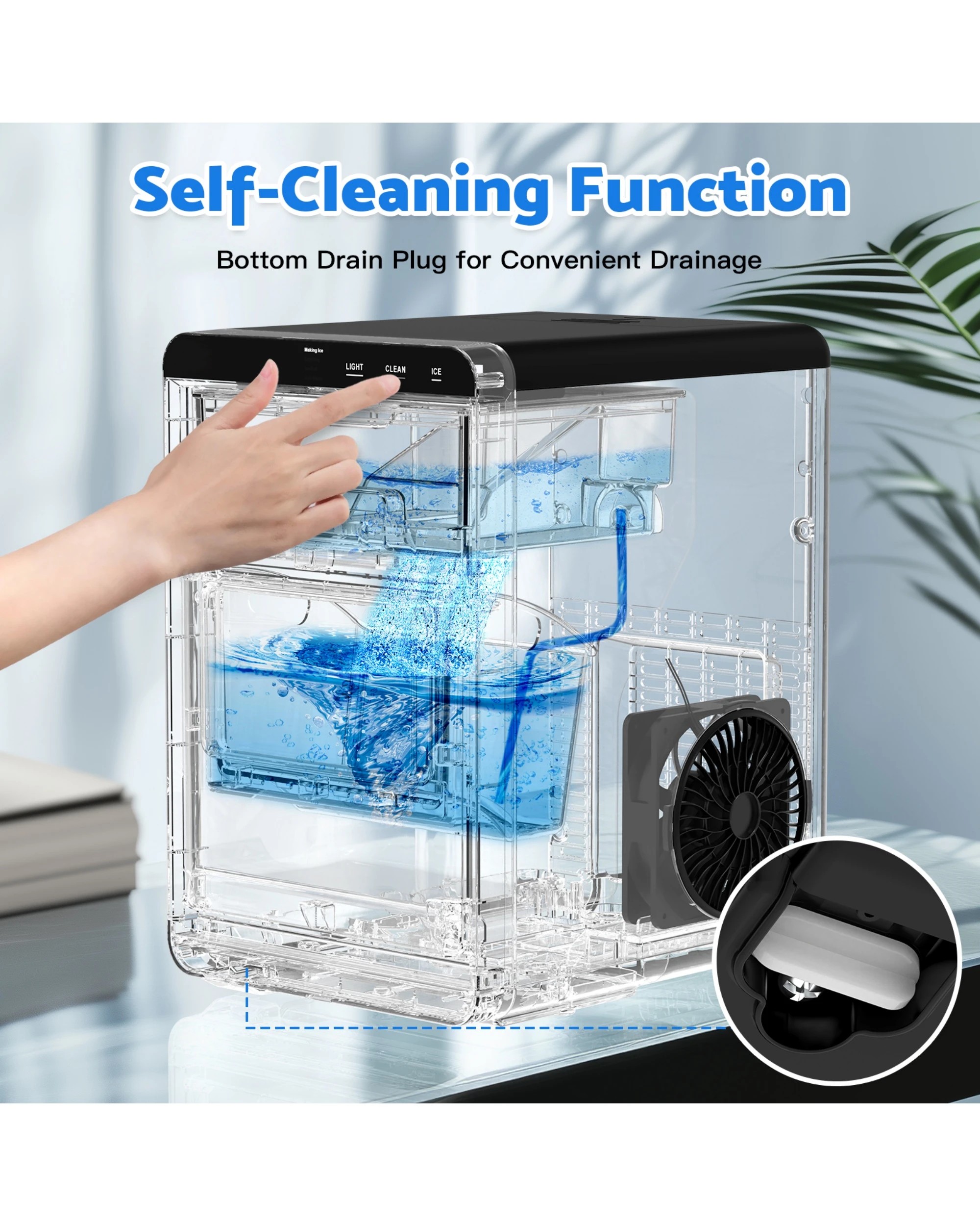 4 Advwin Nugget Ice Maker, Chewable Ice Machine With Soft Pebble Ice, 20kg/day Countertop Ice Maker, 4 of 7