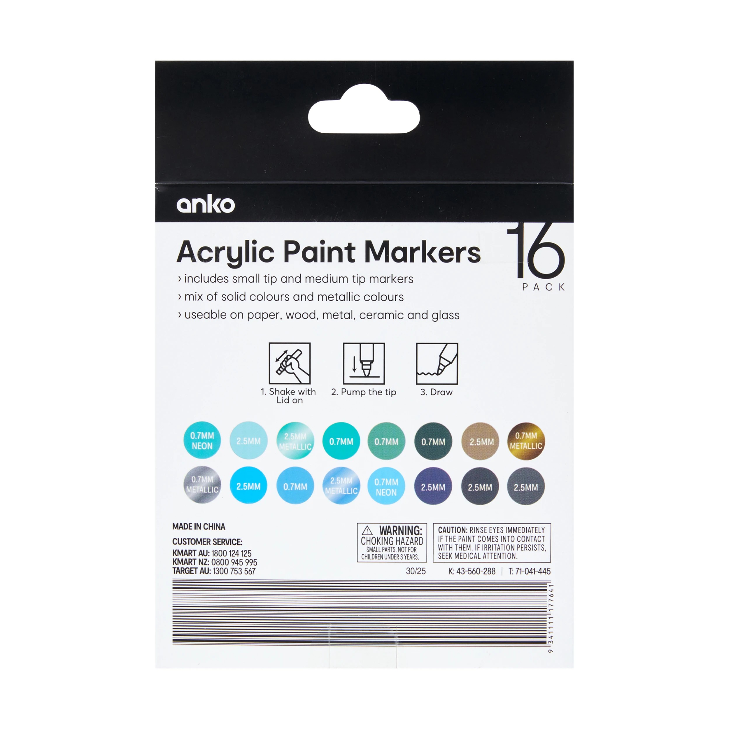 8 16 Pack Acrylic Paint Markers - Tonal Blue, 8 of 8