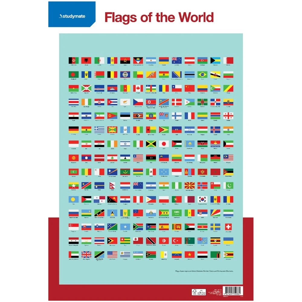 2 Studymate Double-sided World Flags Wall Chart, 2 of 3