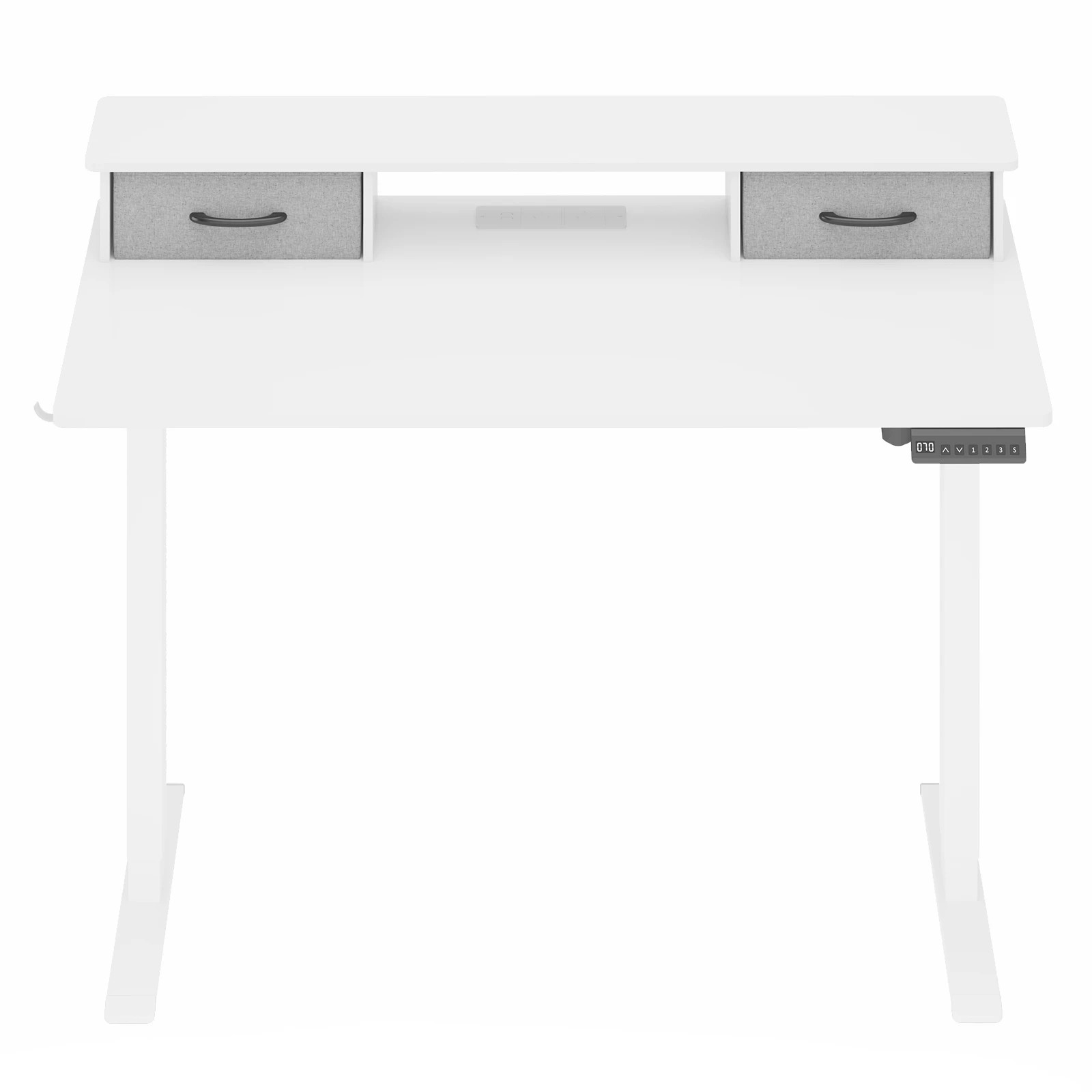 4 Advwin Electric Standing Desk Adjustable Height with Monitor Stand and 2 Drawers - White, 4 of 5