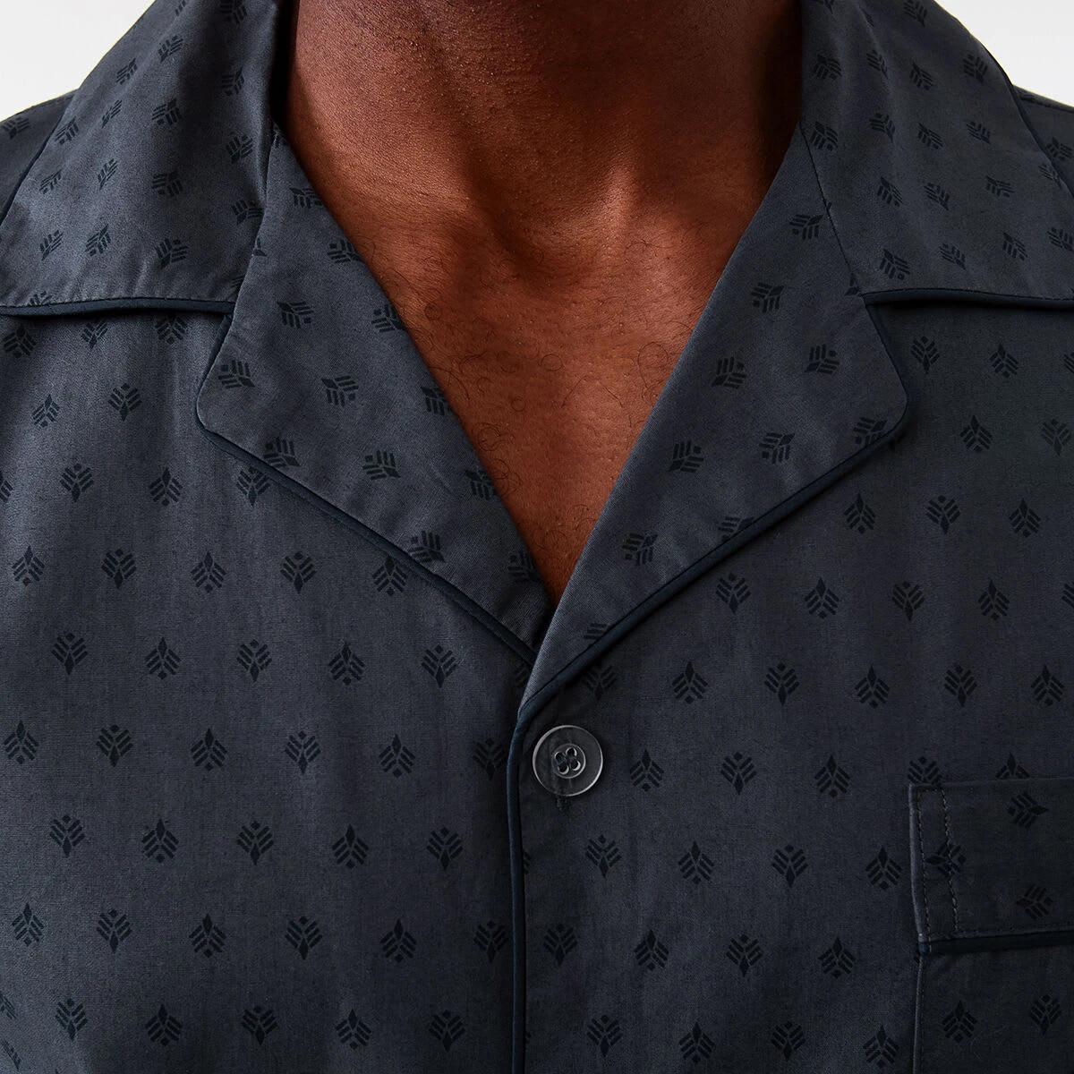 5 Short Sleeve Woven Button Through Pyjama Set Geo Ash, 5 of 10