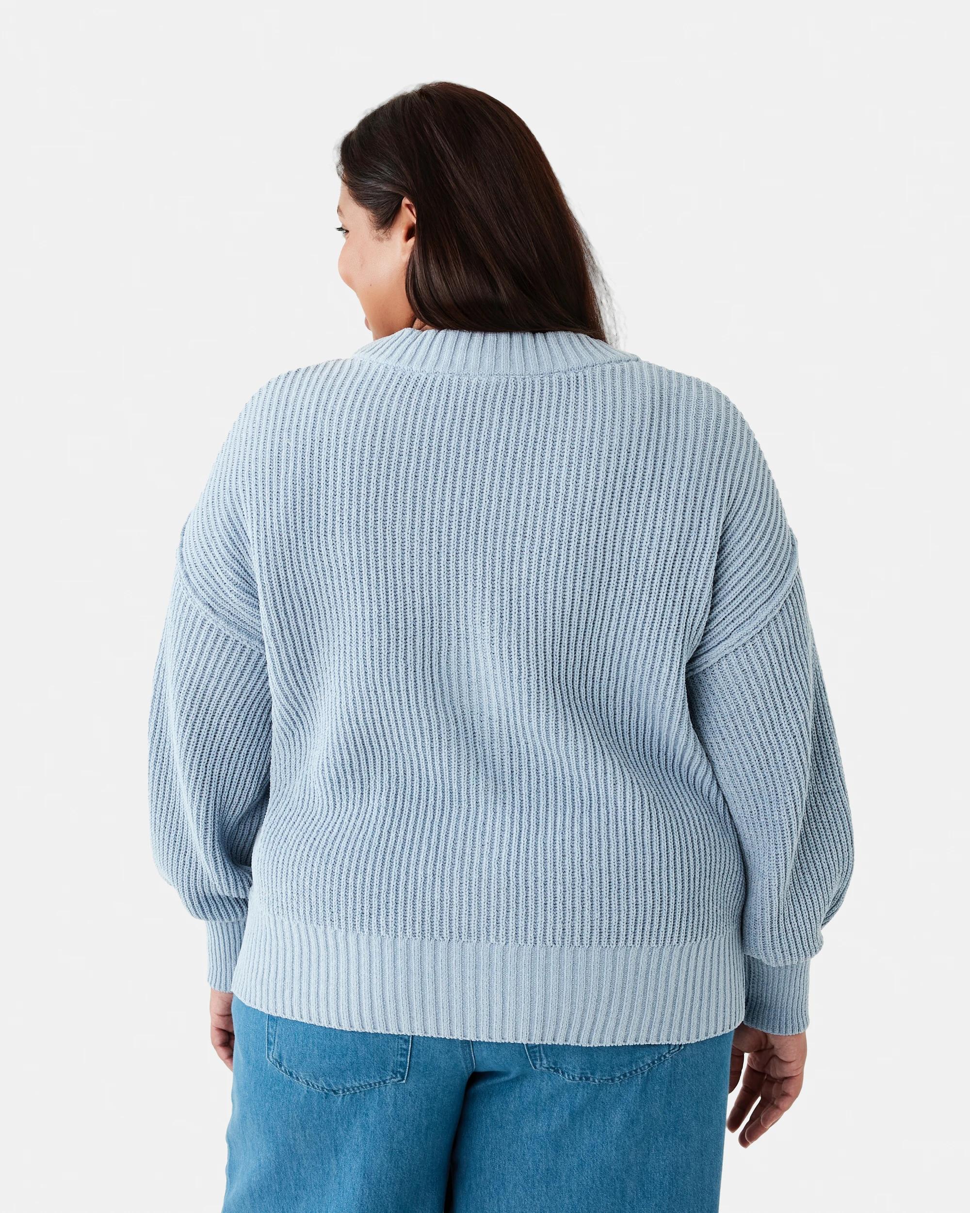 3 Curve Chenille Cardigan Blizzard, 3 of 7