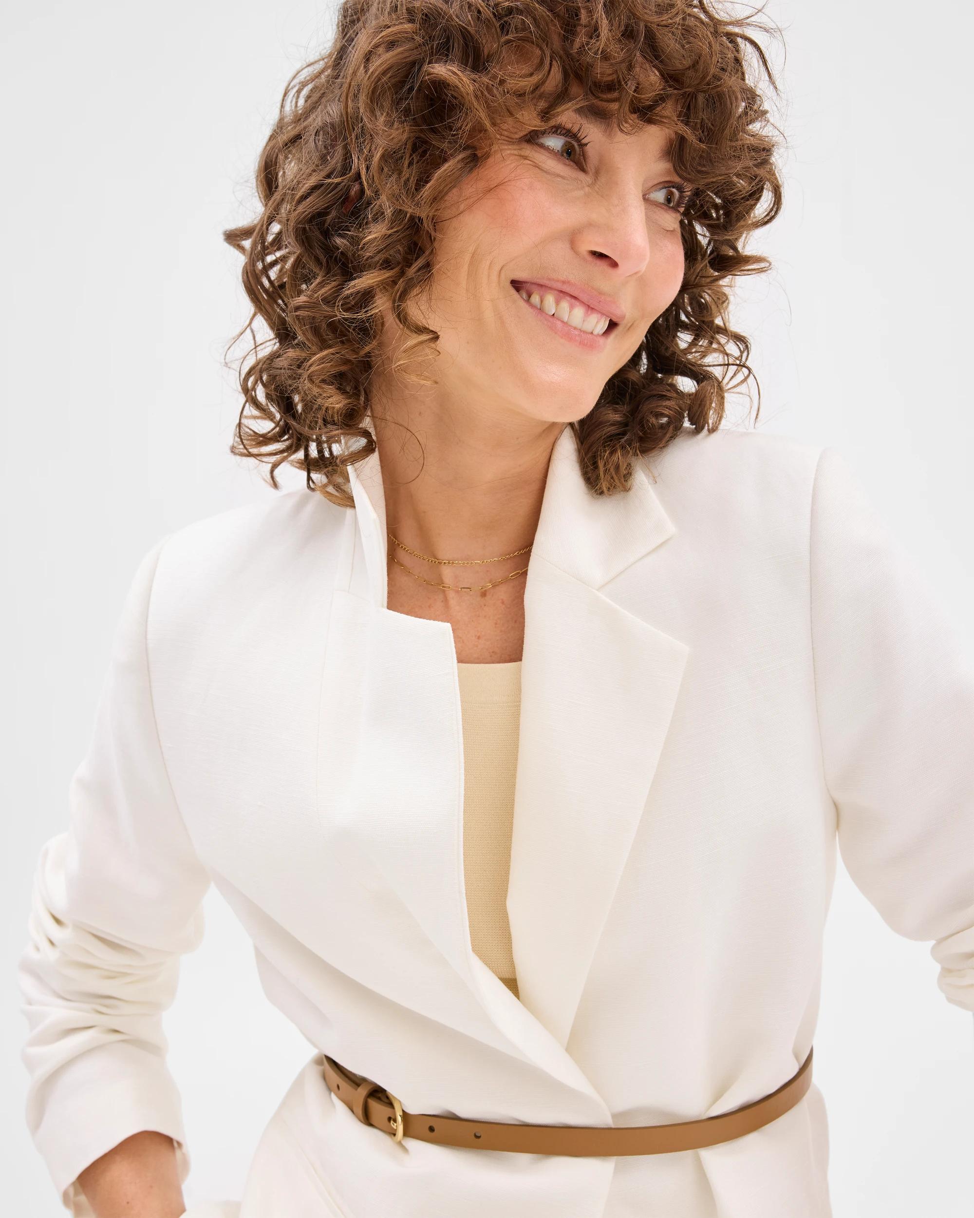 5 Linen Blend Single Breasted Blazer - Preview CLOUD DANCER, 5 of 8