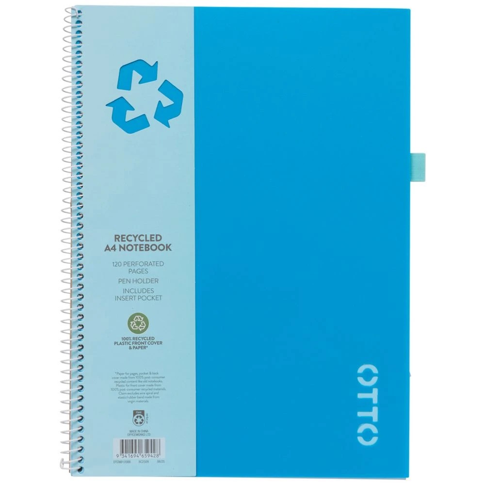 1 Otto A4 Recycled Notebook 120 Page Blue, 1 of 5