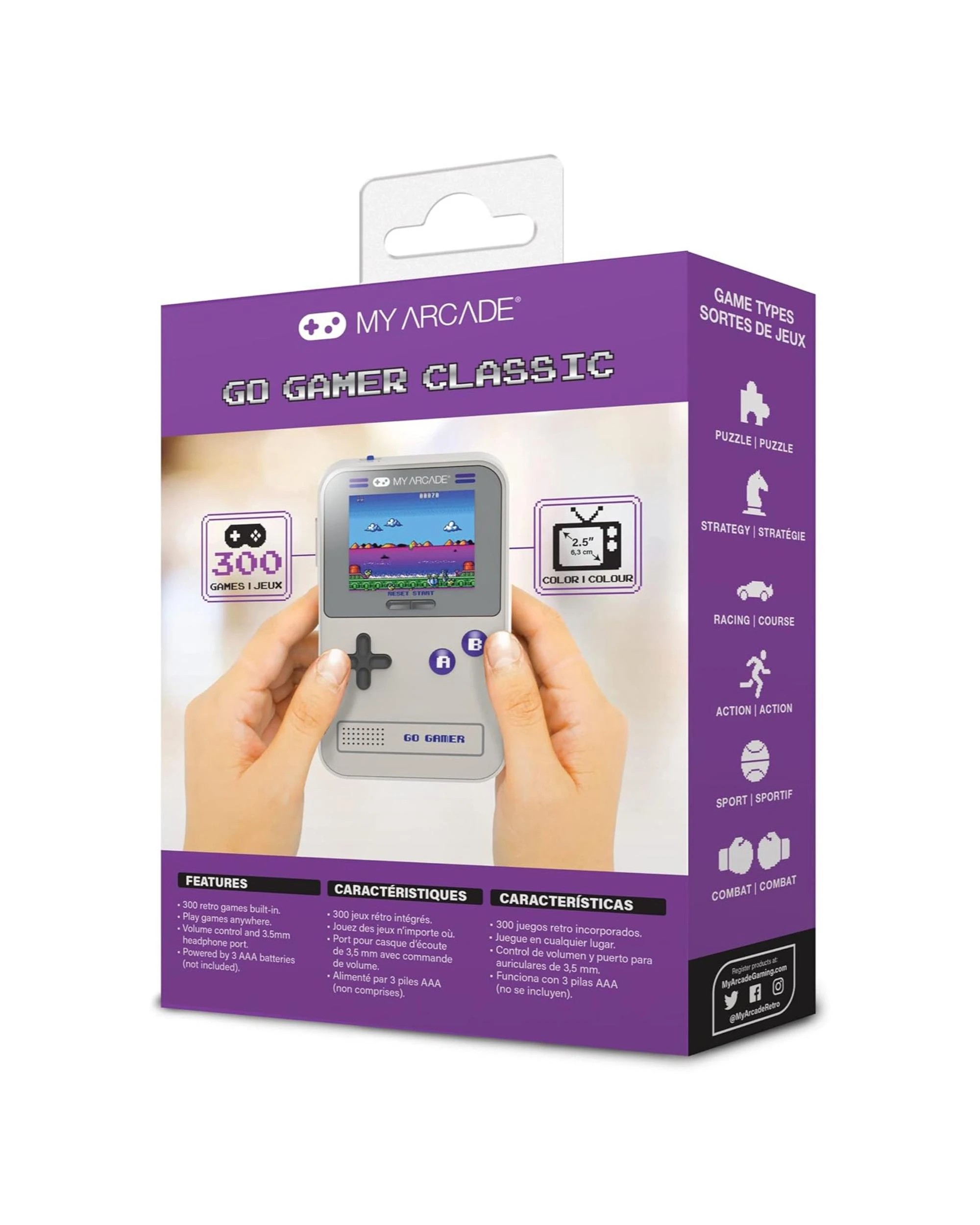 6 My Arcade Go Gamer Classic Portable Gaming System with 300 Games - Grey and Purple - Multi, 6 of 7