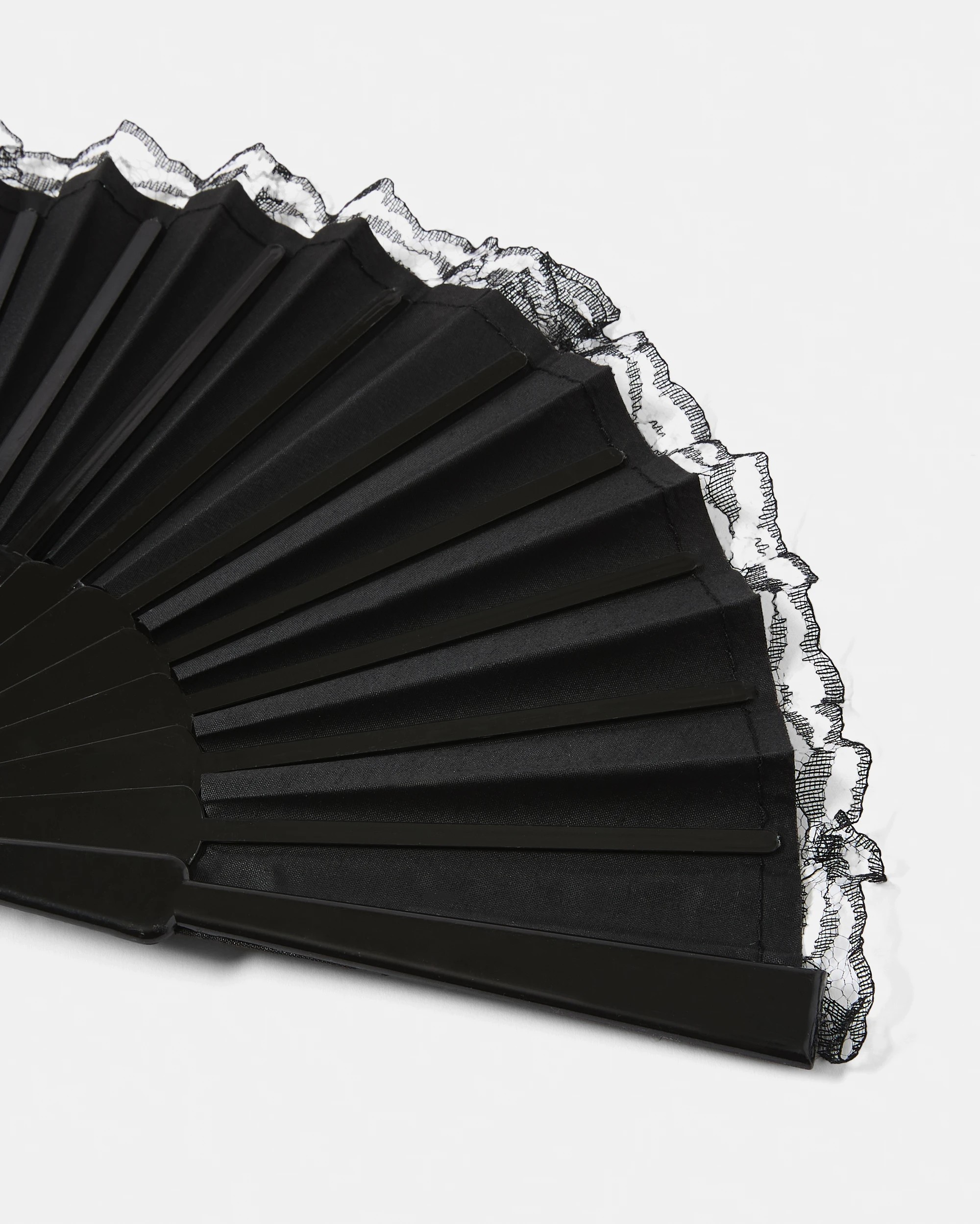 2 Lace Trim Fan - Black, 2 of 3