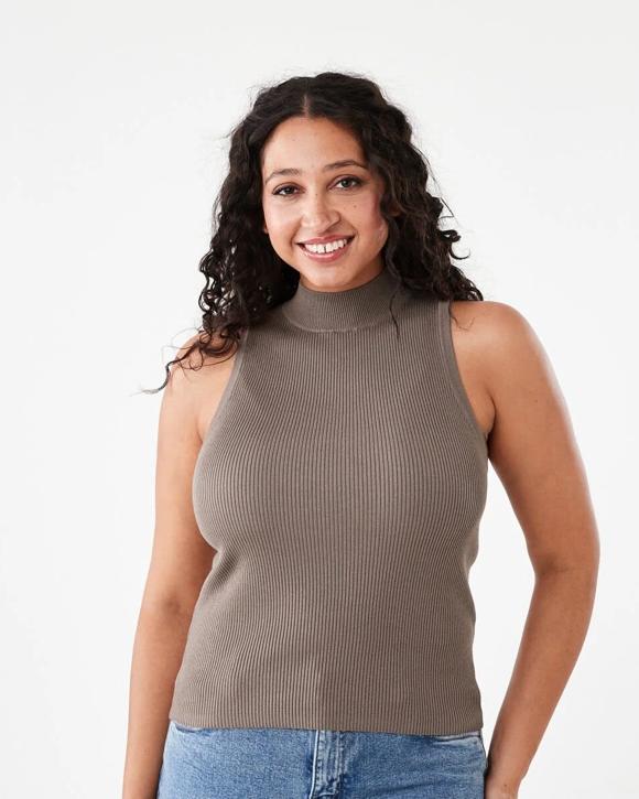 Sleeveless Mock Neck Rib Tank