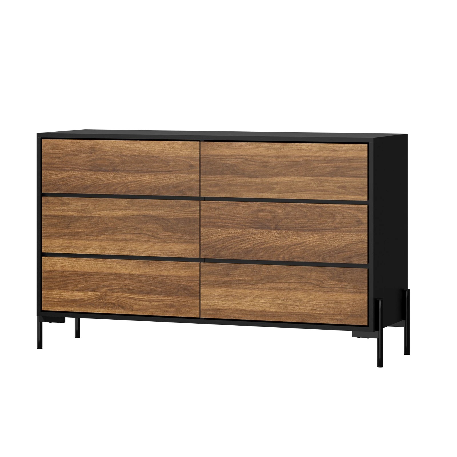 1 Oikiture 6 Chest Of Drawers Cabinet Dresser Table Lowboy Storage
 - Multi, 1 of 10