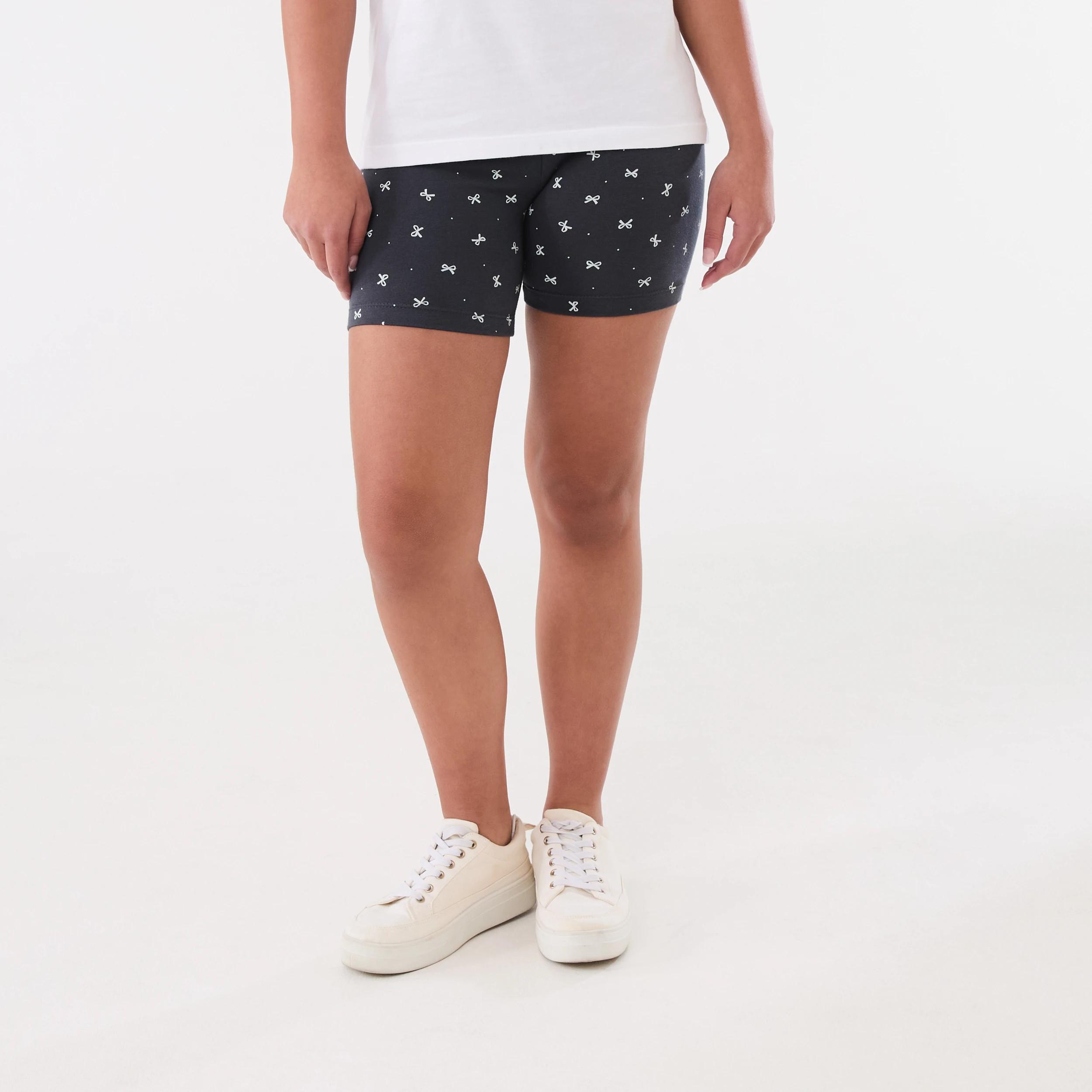 1 Printed Bike Shorts GREY DITSY BOWS, 1 of 5