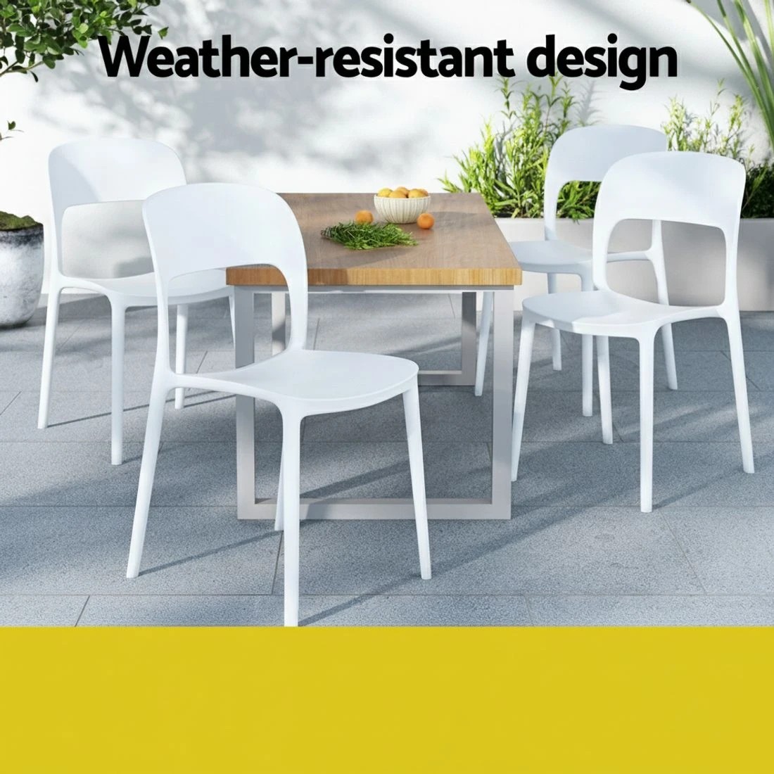 3 Gardeon 4PC Outdoor Dining Chairs Stackable PP Patio Chair Garden Furniture - White, 3 of 5