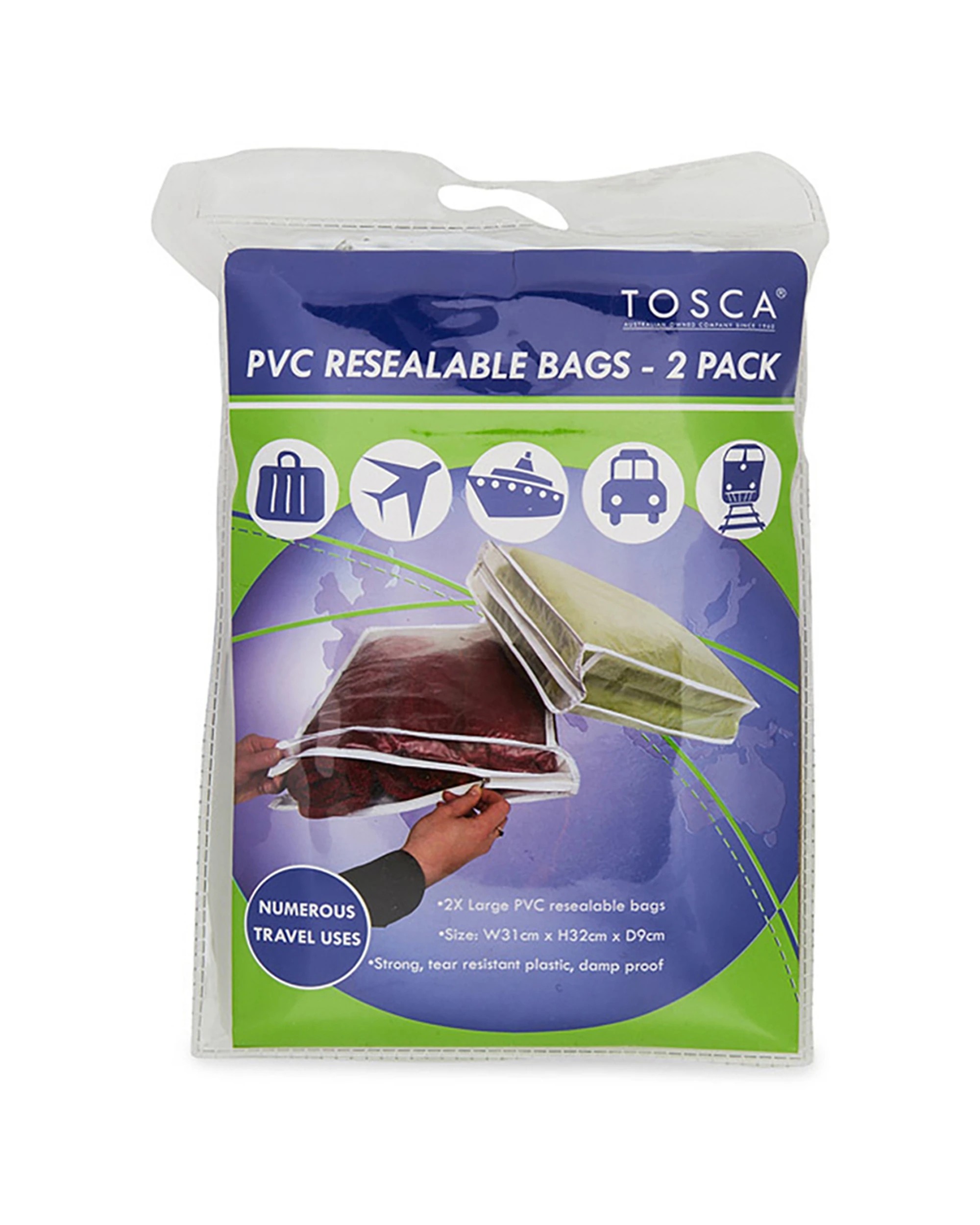 2 Tosca 2X 2Pc Pvc Resealable Travel Packing Cubes Bags - Clear, 2 of 2