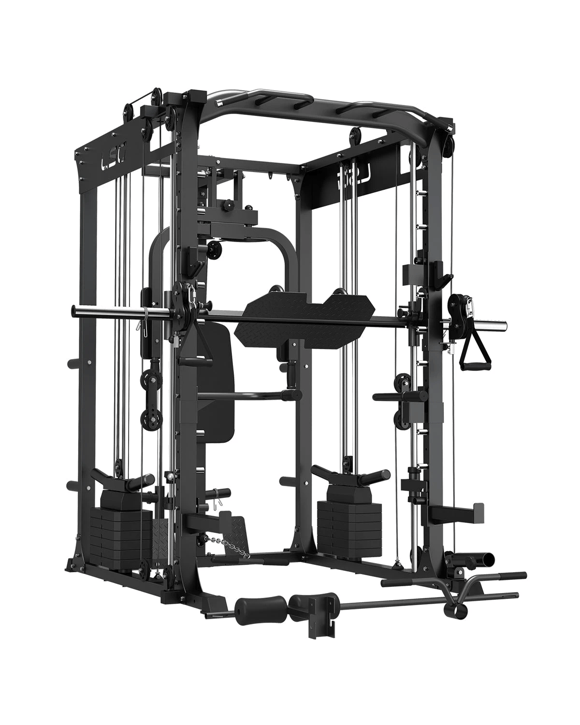 LSG GRK200 10-in-1 Home Gym Station, Power Rack, Smith Machine and Cable Crossover - Black