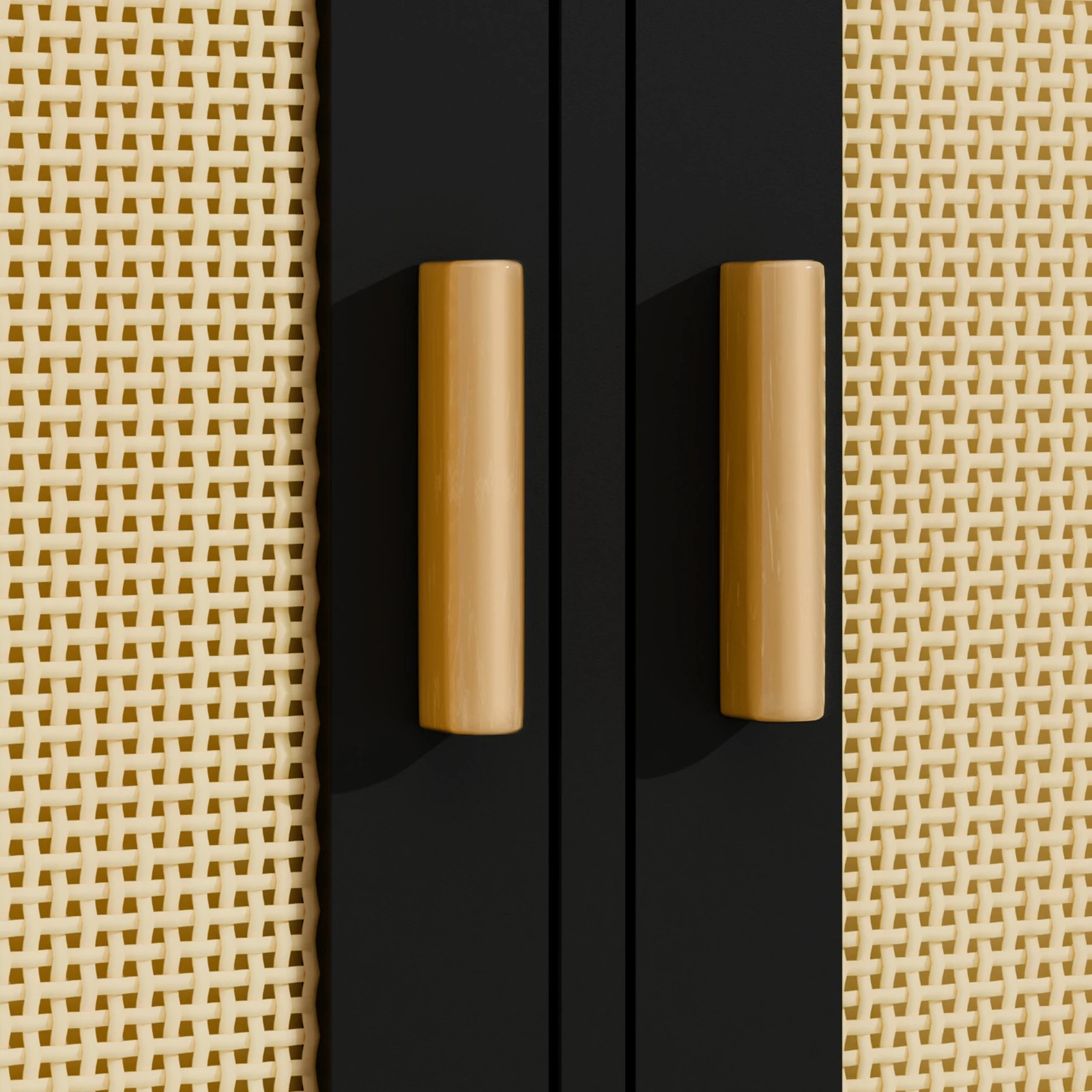 6 Alfordson Buffet Sideboard 3 Doors Cupboard Cabinet Storage Rattan Pantry - Black, 6 of 9