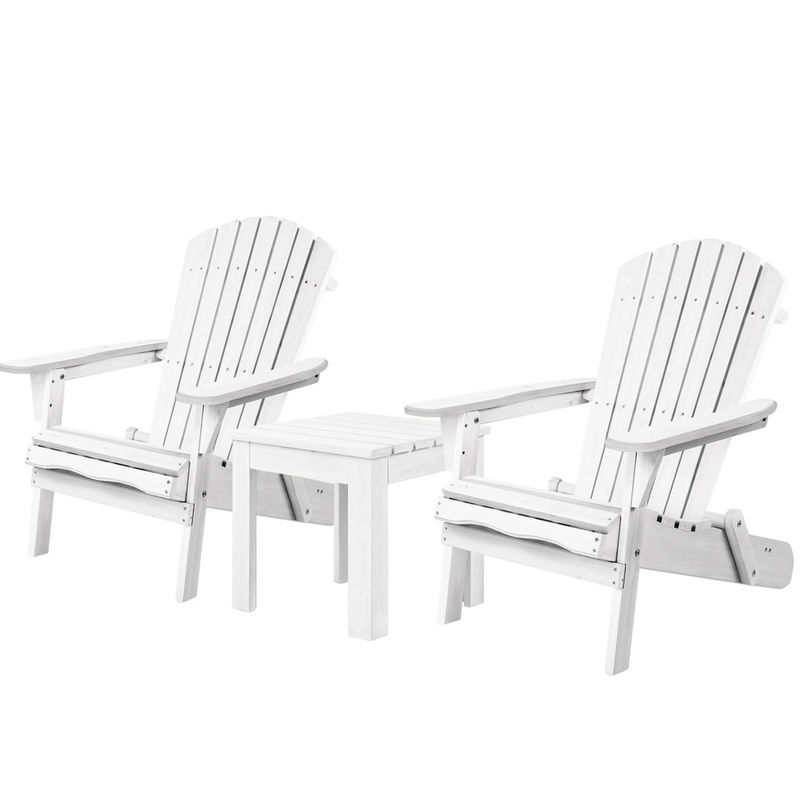 1 Alfordson Adirondack Chairs Table 3PCS Set Wooden Outdoor Furniture Beach - White, 1 of 9