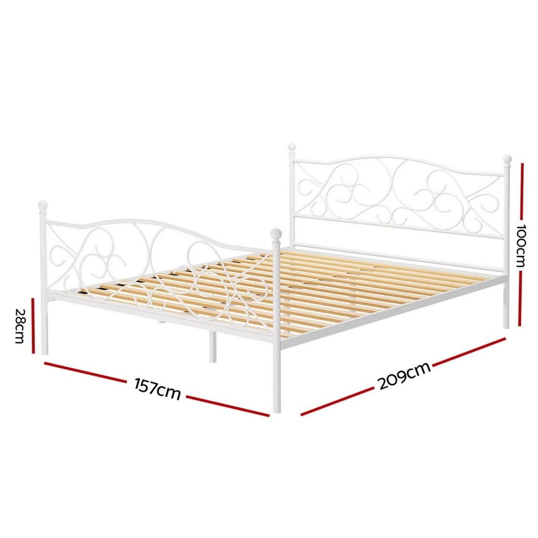 4 Artiss Bed Frame Queen Size Metal Frame GROA - White, 4 of 7