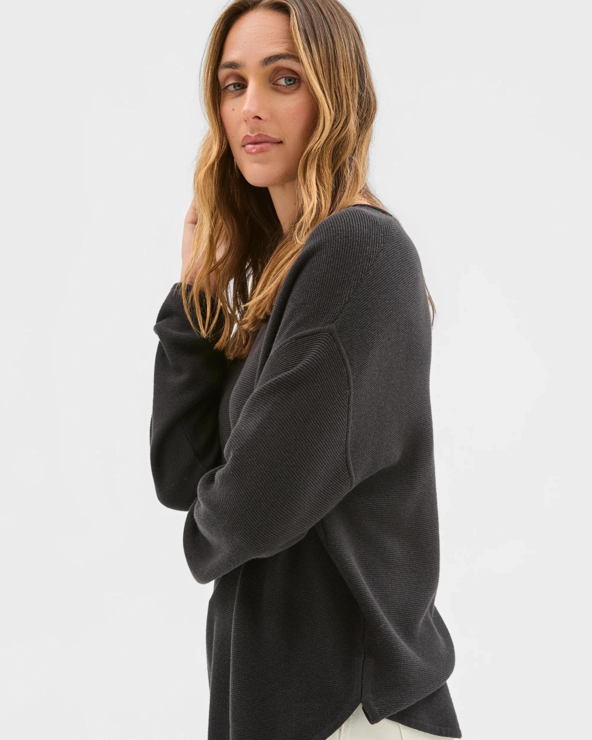 3 Target Woman Australian Cotton Blend Roll Edge Lightweight Sweater BLACK, 3 of 5