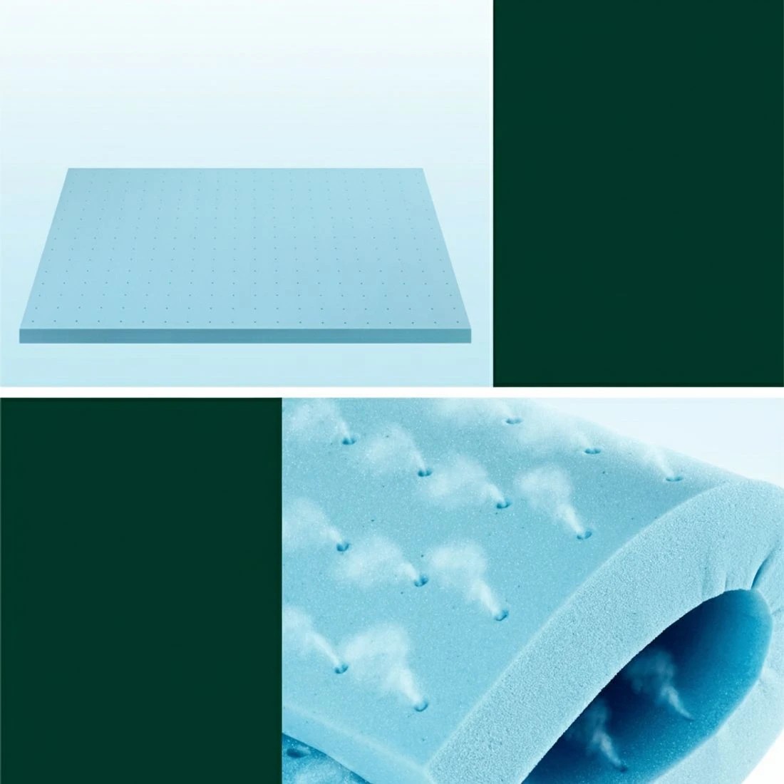 4 Giselle Bedding Memory Foam Mattress Topper Ventilated Cool Gel 8cm - Queen Bed - Blue, 4 of 7